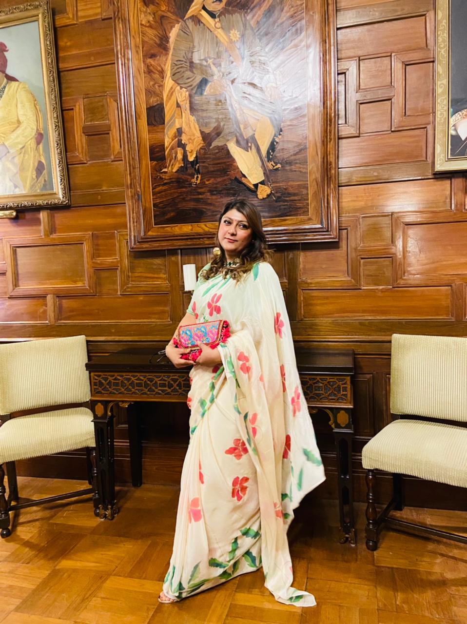 The Hibiscus Flower Saree