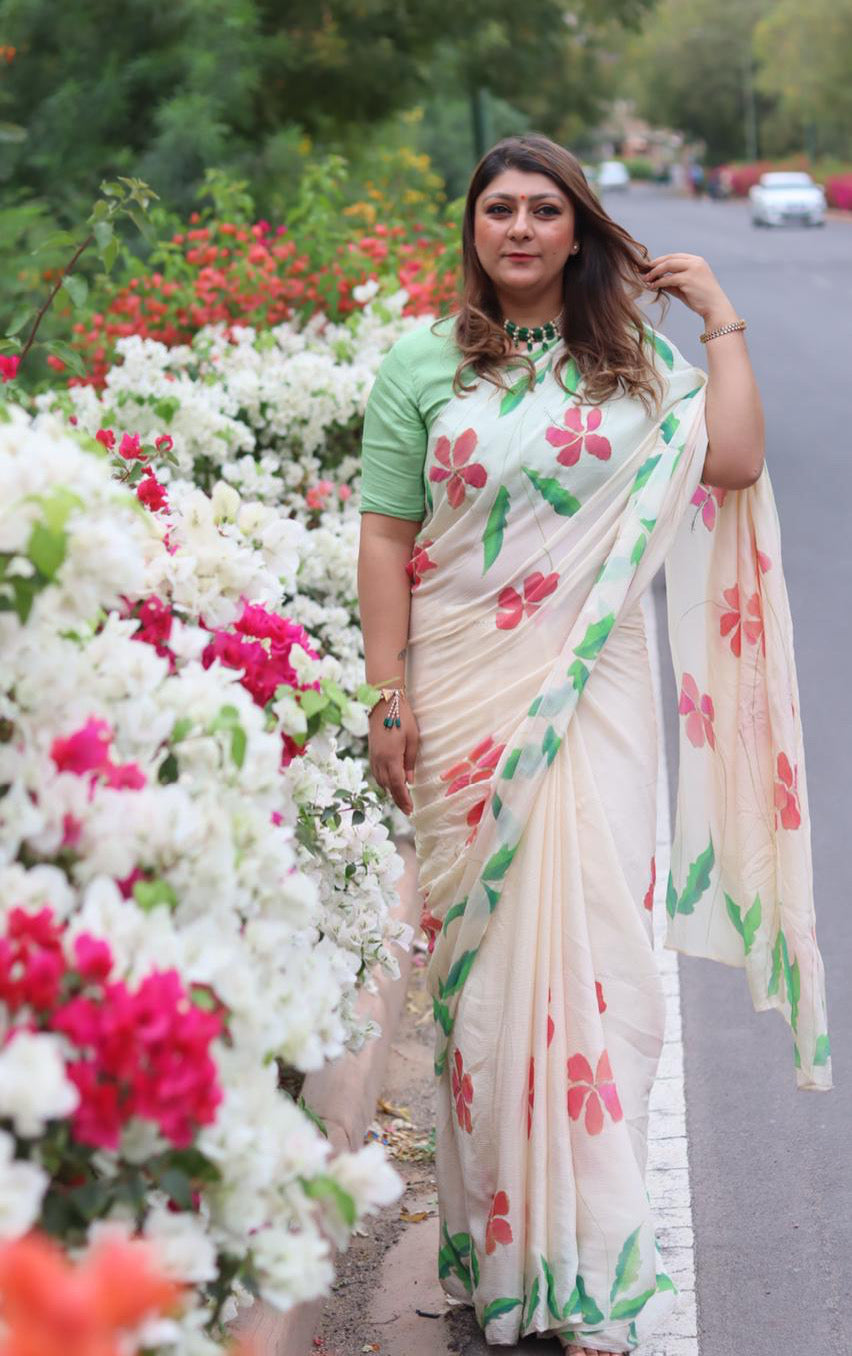 The Hibiscus Flower Saree