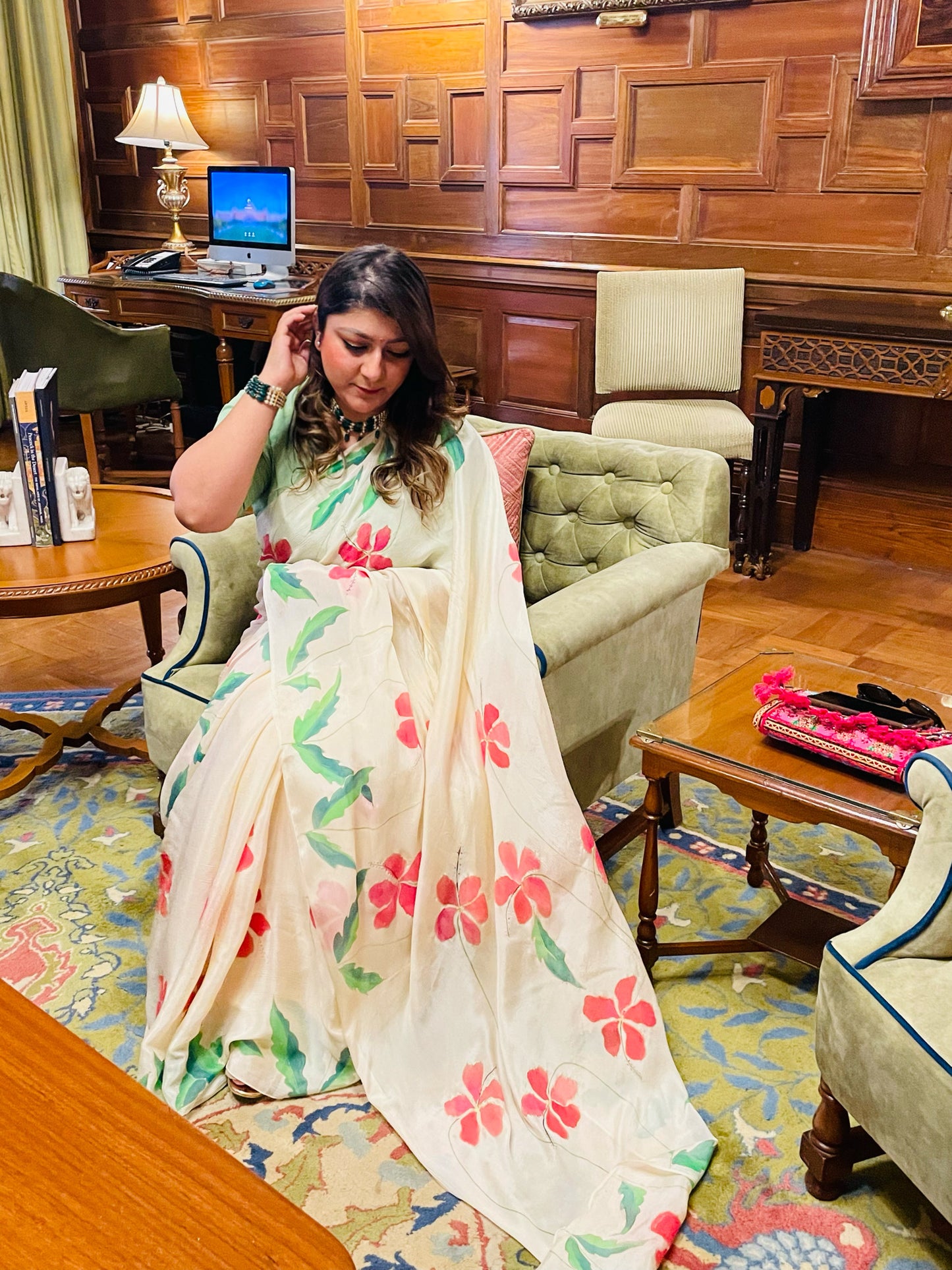 The Hibiscus Flower Saree