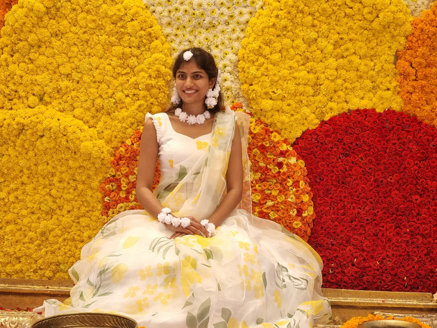 White Floral lehenga