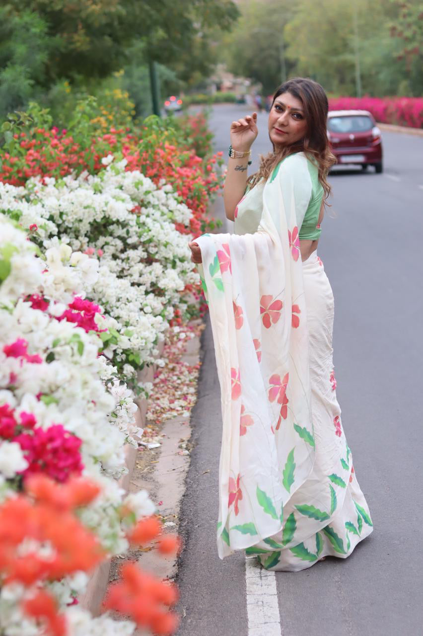 The Hibiscus Flower Saree