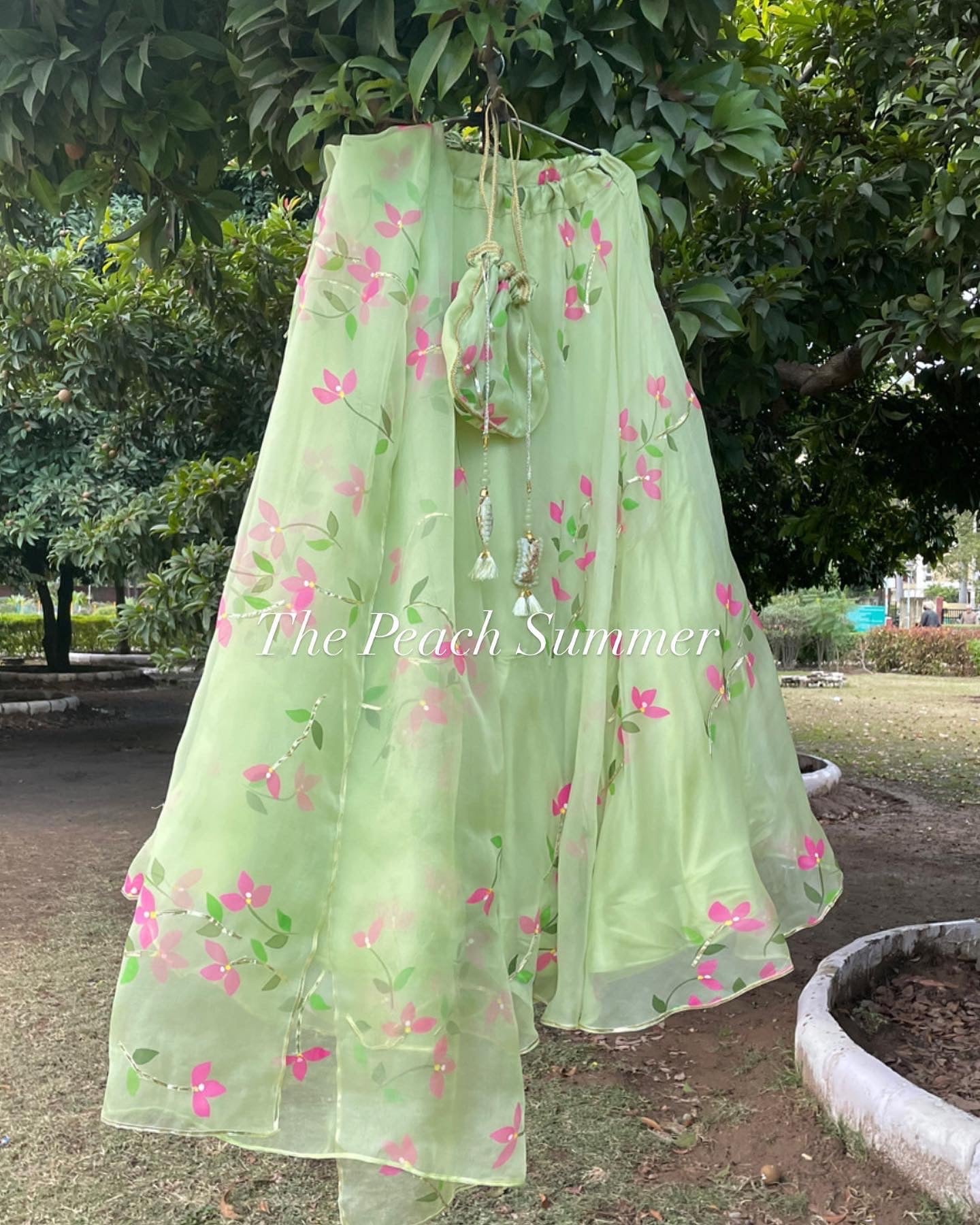 Bougainvilleas Organza Lehenga
