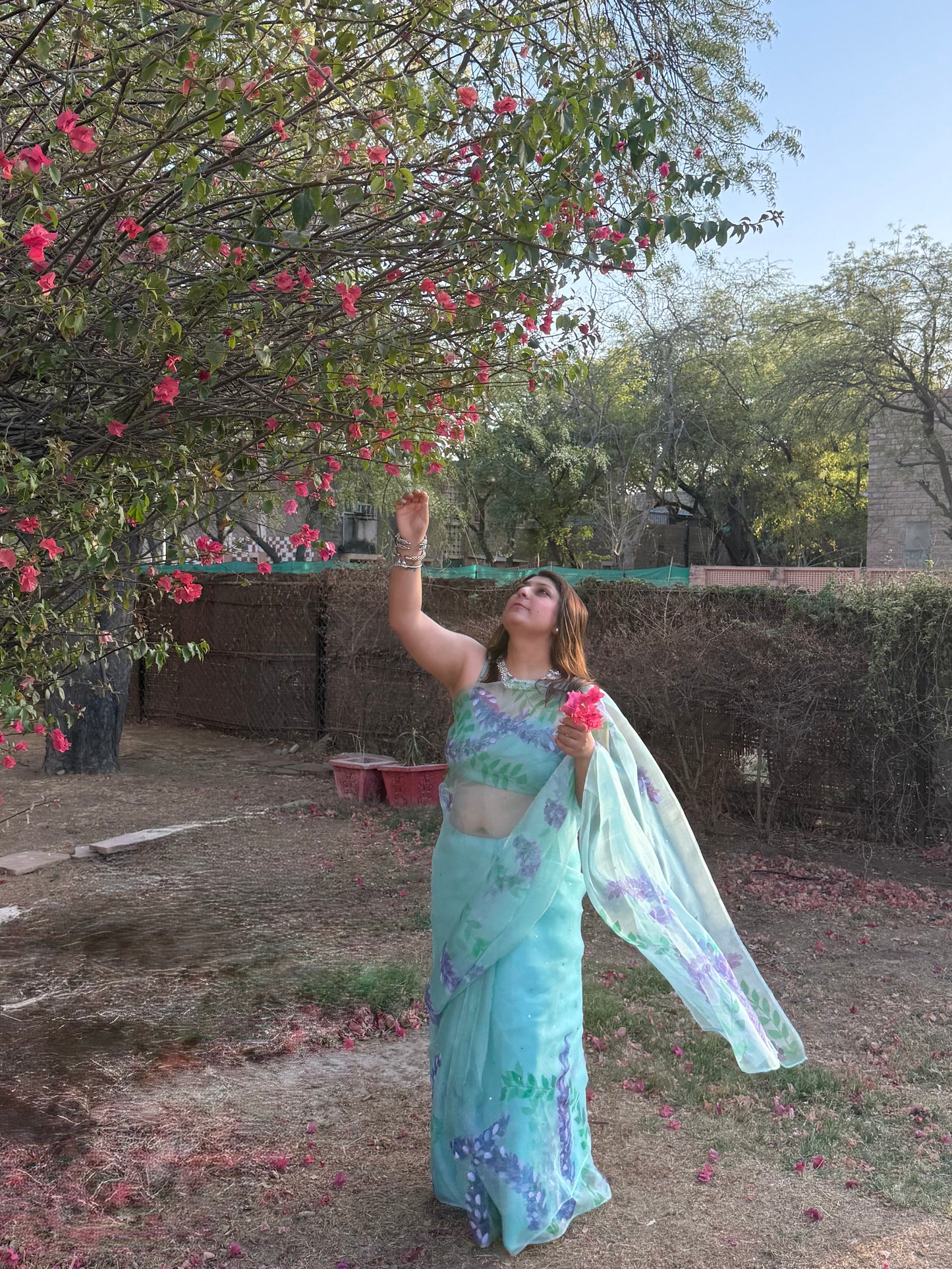 Lavender Organza Saree