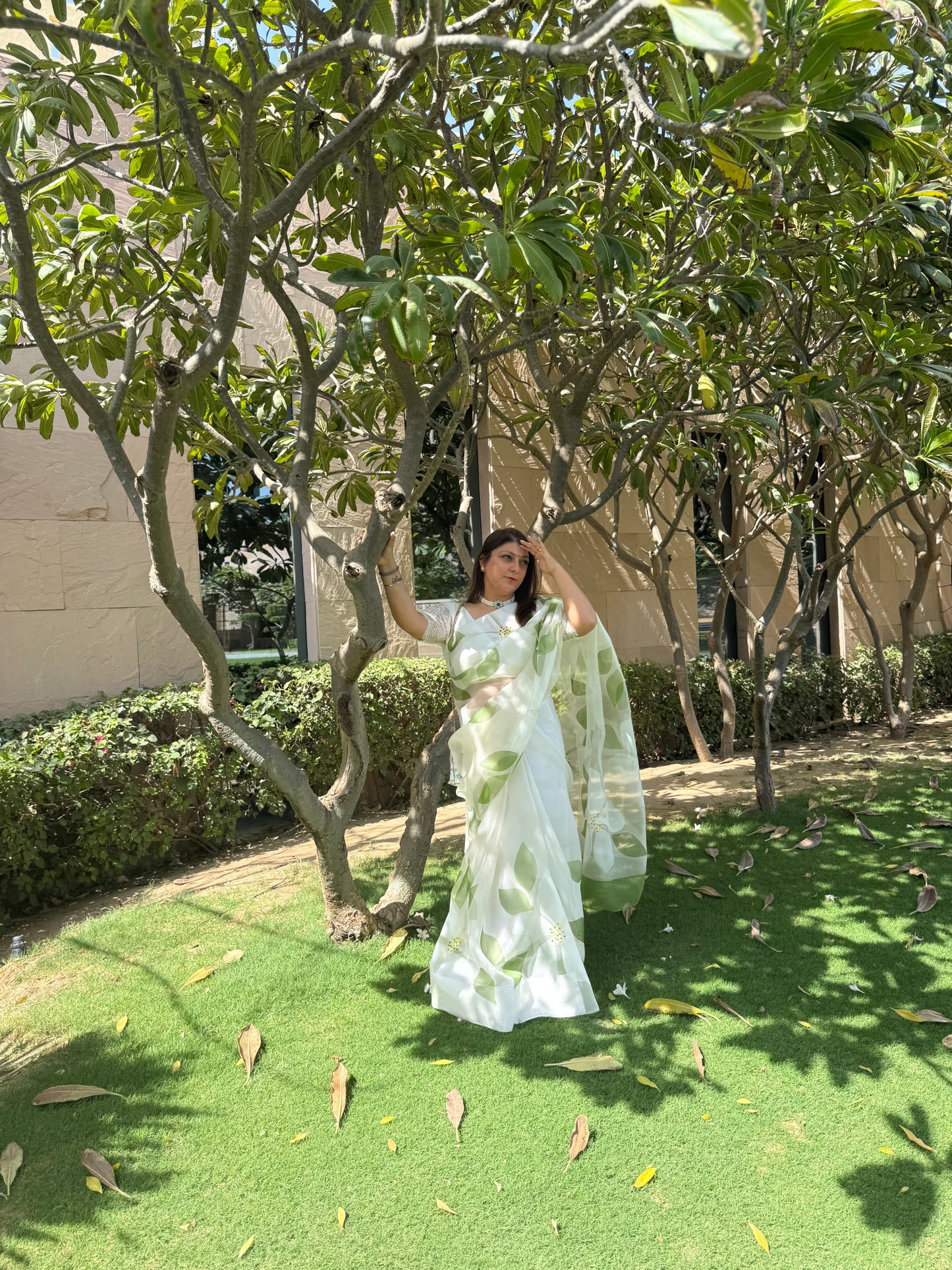 Big Hibiscus Organza Saree
