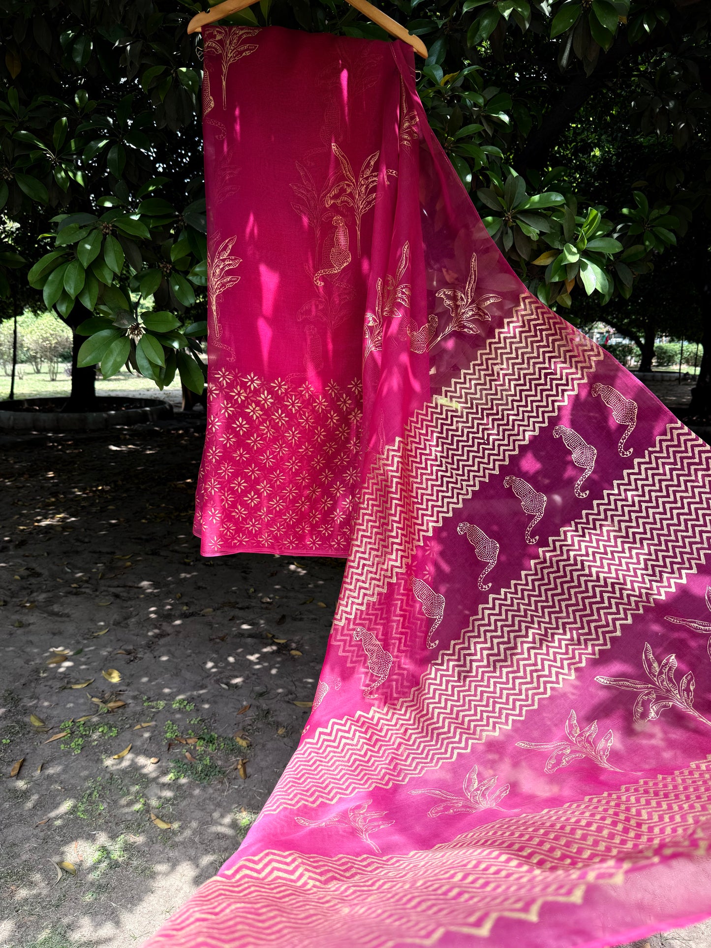 Leopard & Tree Organza Saree