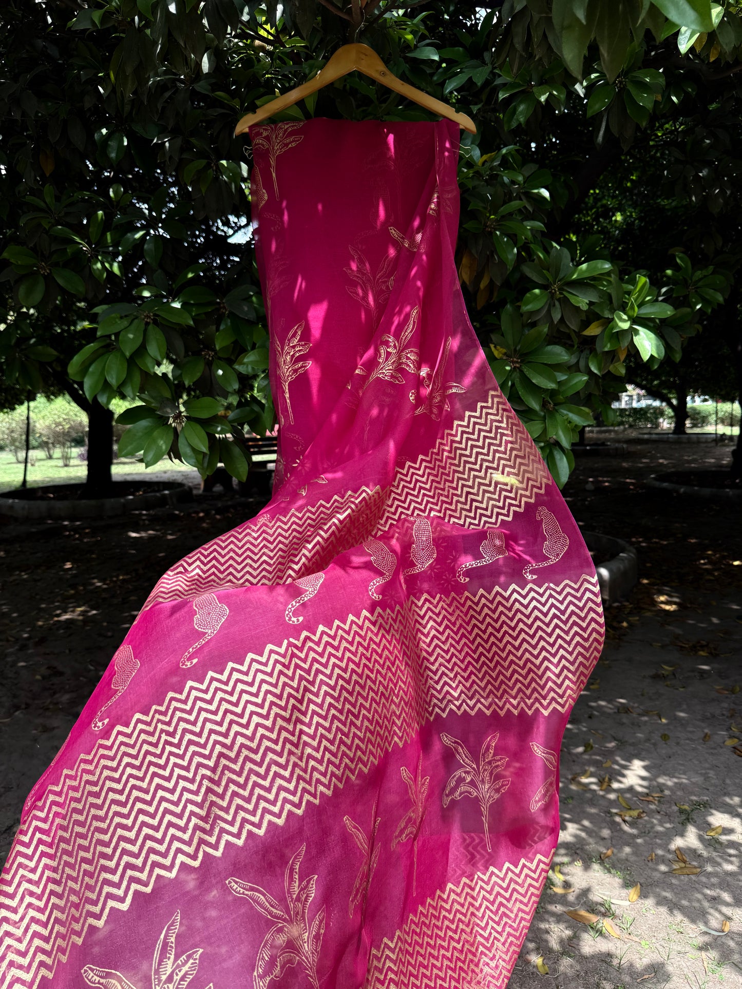 Leopard & Tree Organza Saree