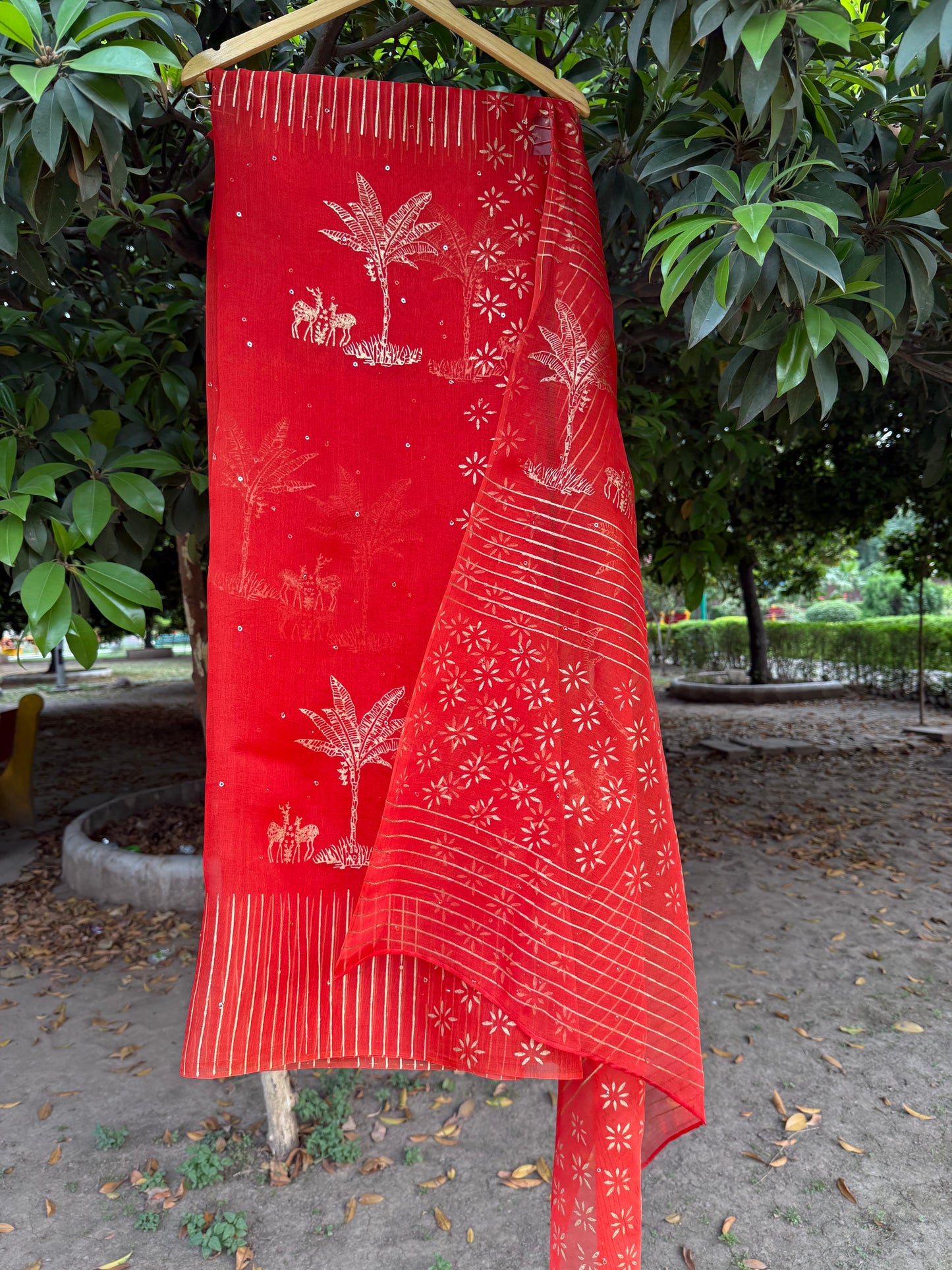 Deer & Tree Organza Saree