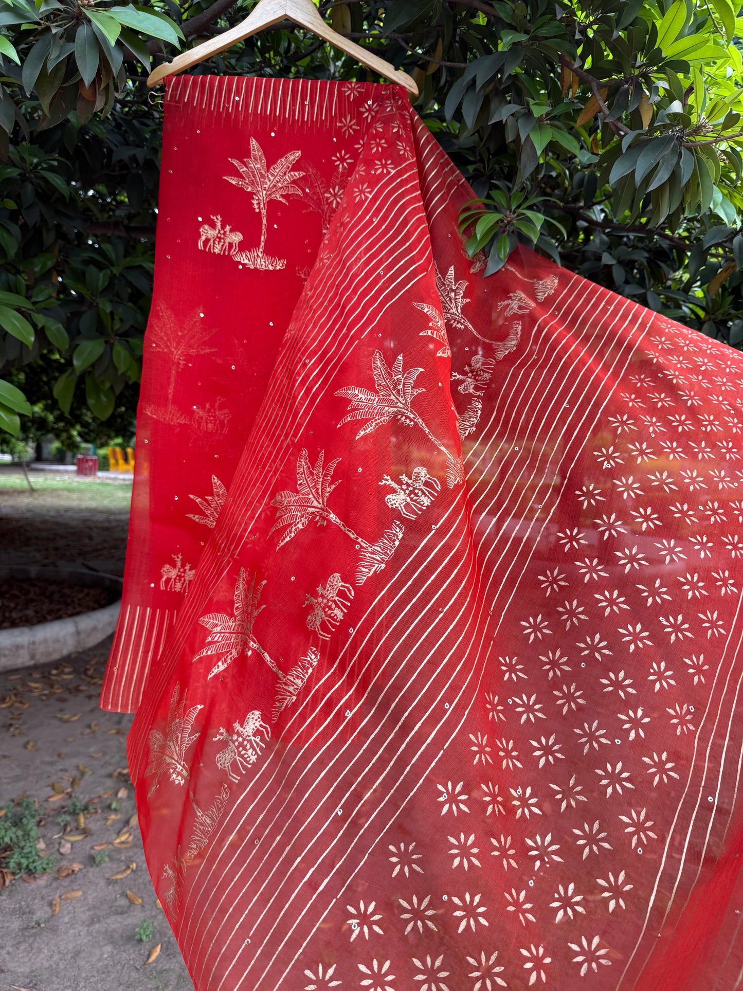Deer & Tree Organza Saree