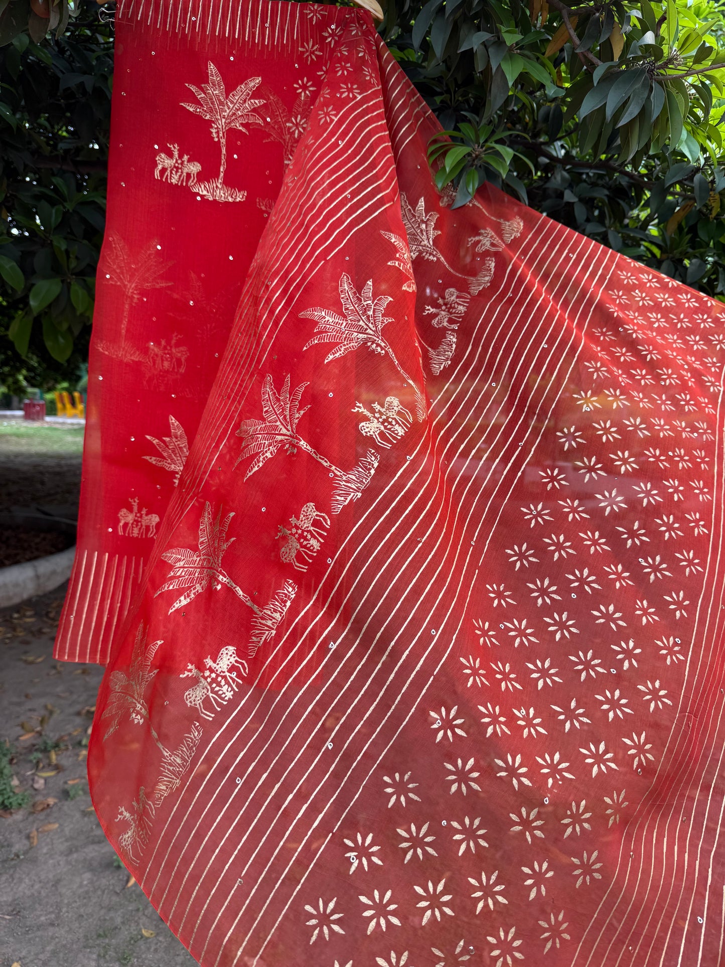 Deer & Tree Organza Saree