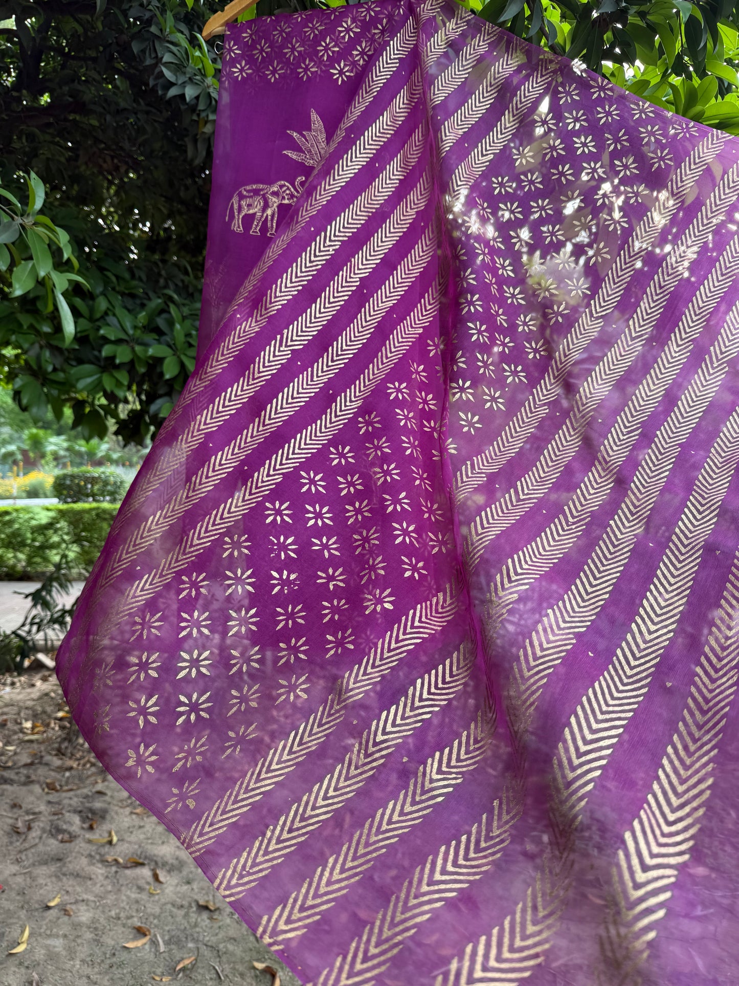 Elephant & Tree Organza Saree