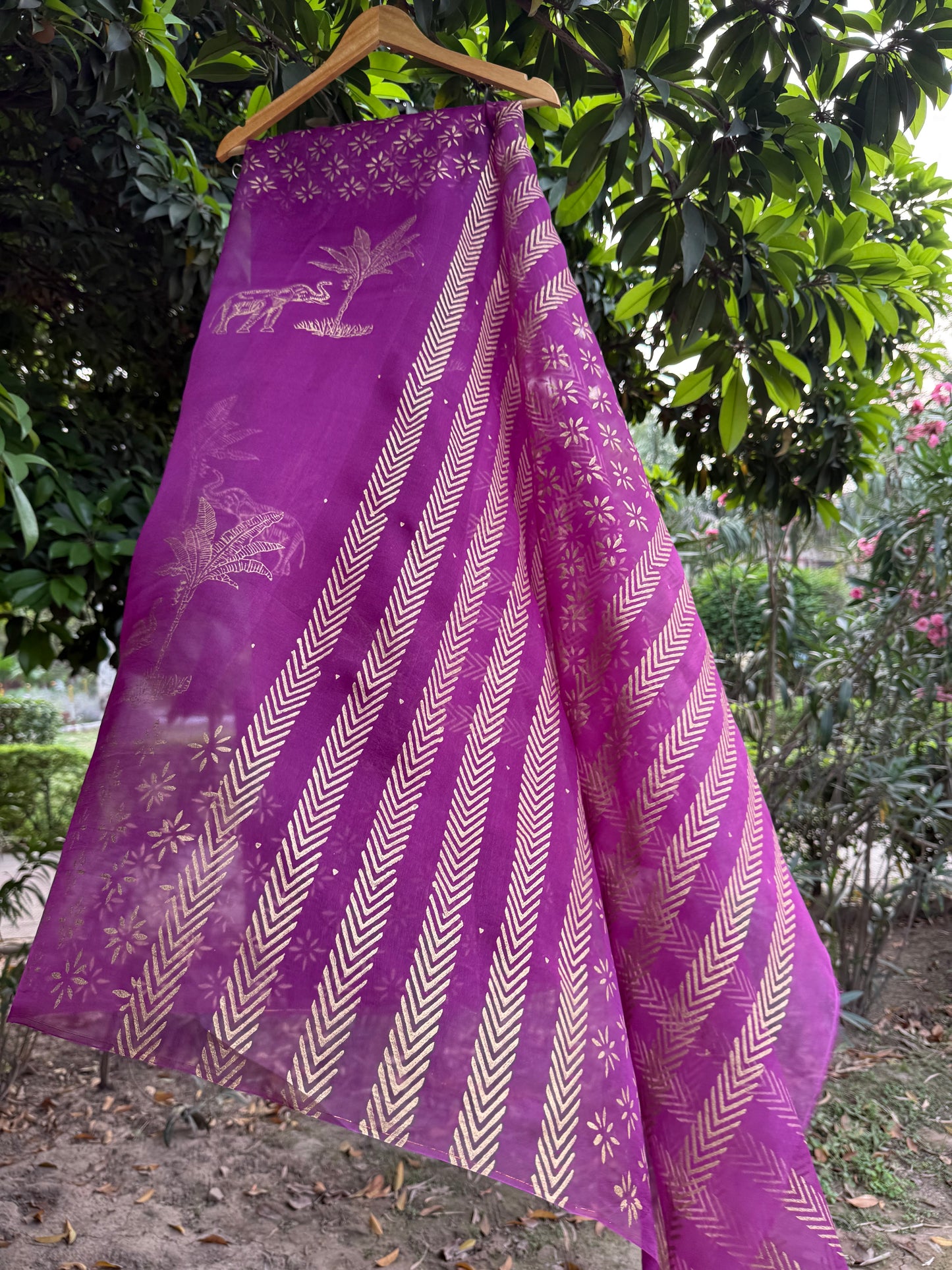 Elephant & Tree Organza Saree