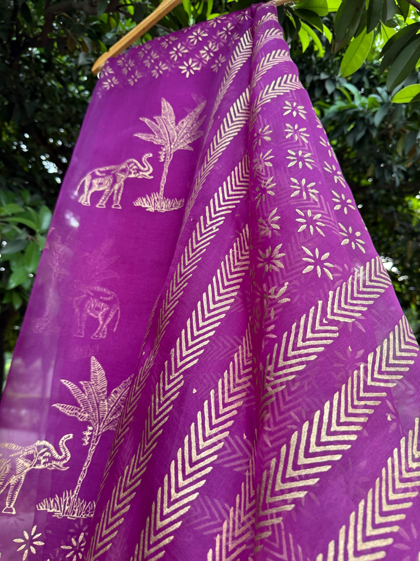 Elephant & Tree Organza Saree