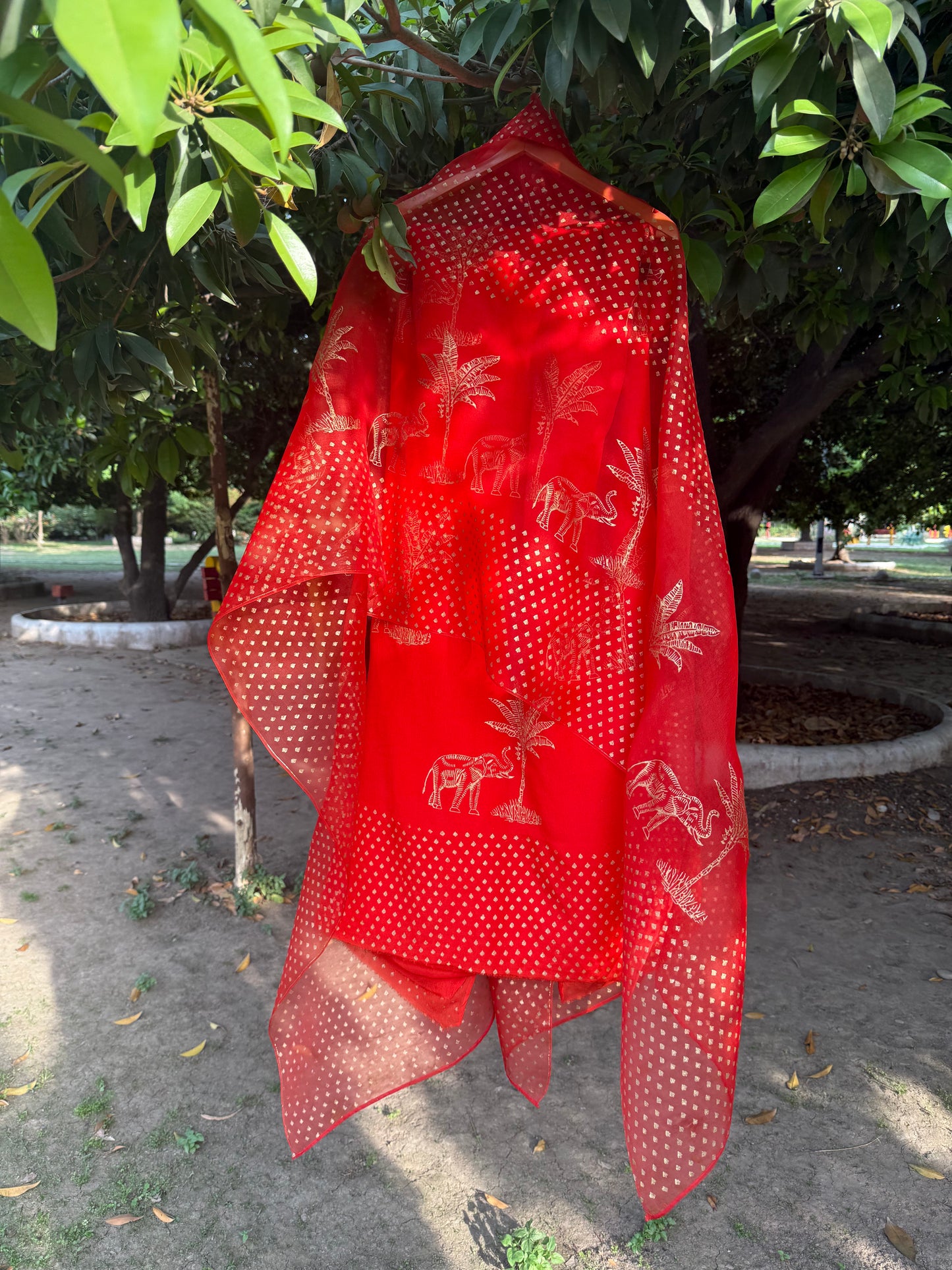 Elephant & Tree Chiffon Suit