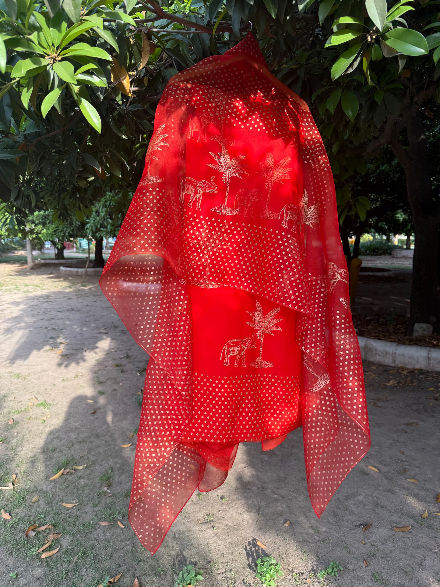 Elephant & Tree Chiffon Suit