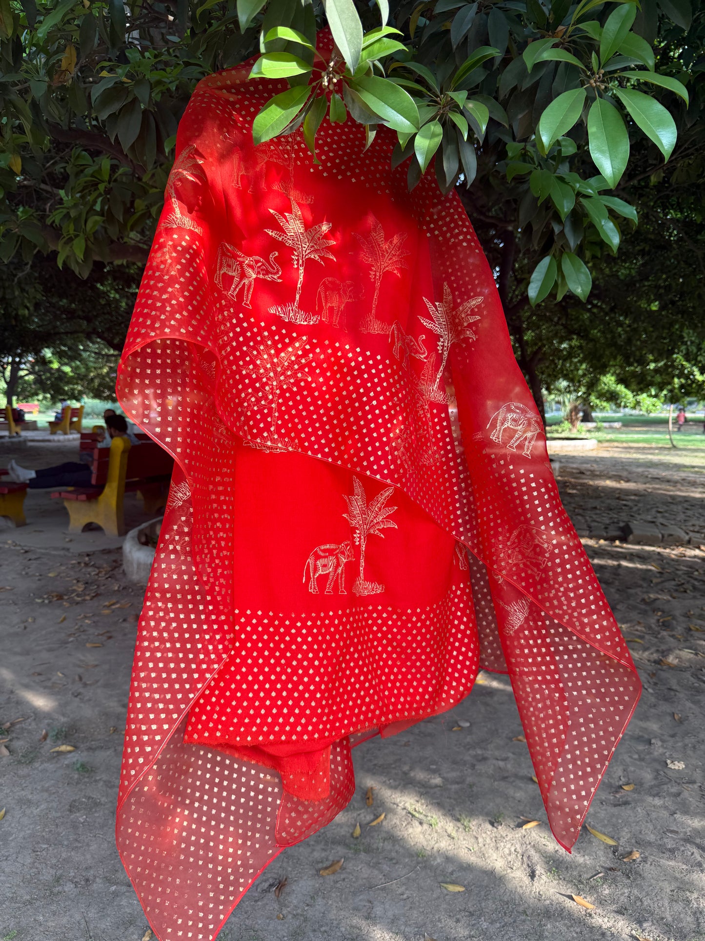 Elephant & Tree Chiffon Suit