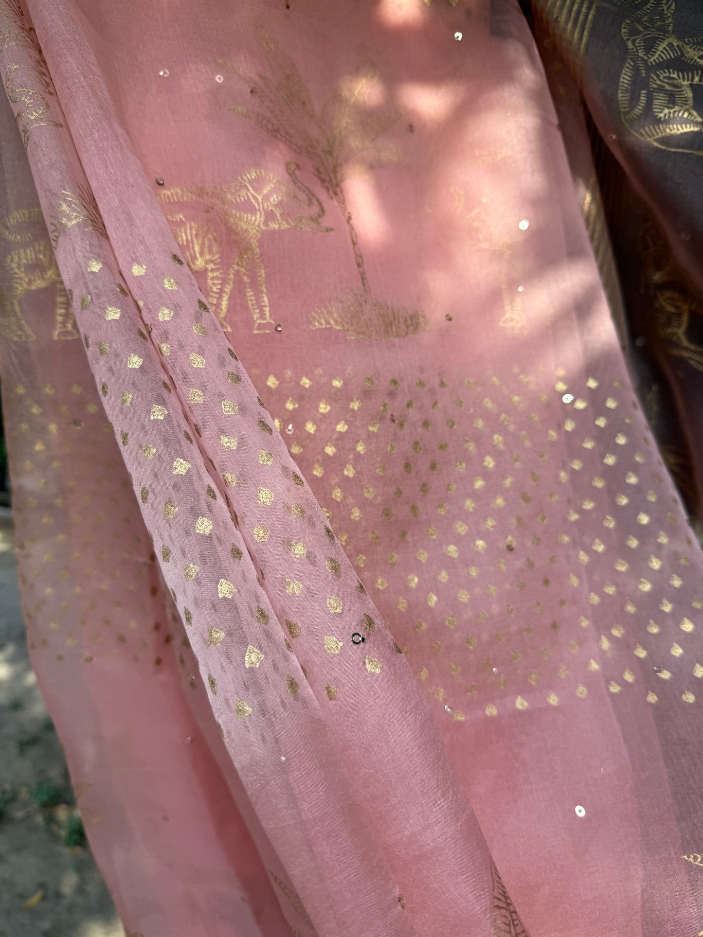 Elephant & Tree Organza Saree
