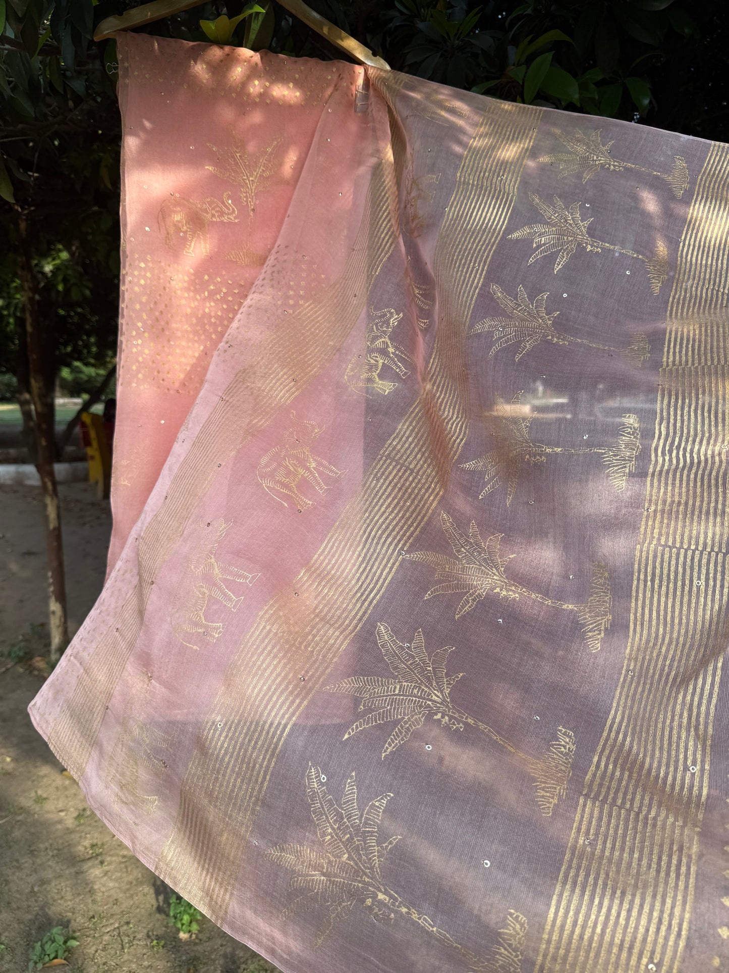 Elephant & Tree Organza Saree