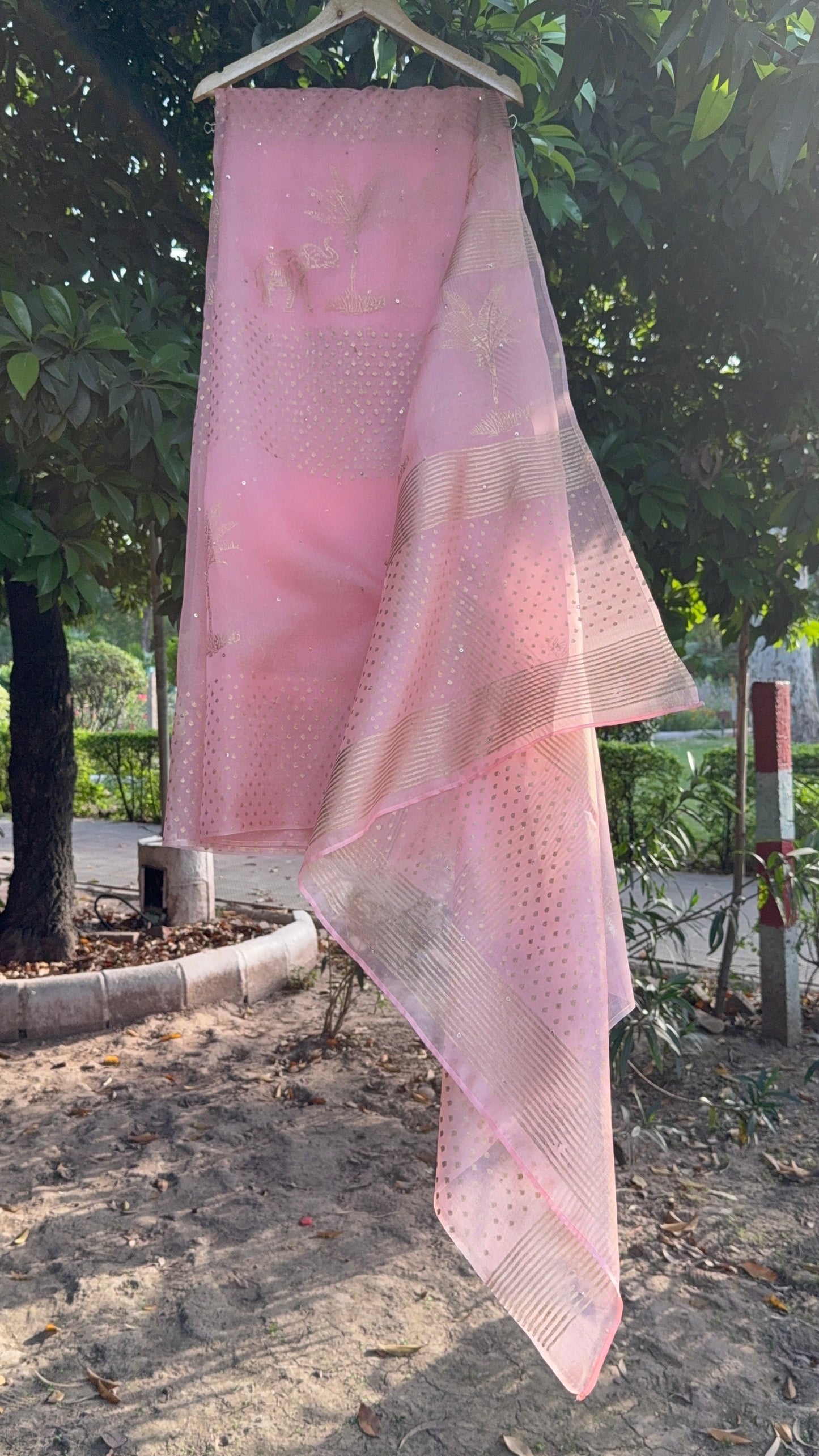 Elephant & Tree Organza Saree
