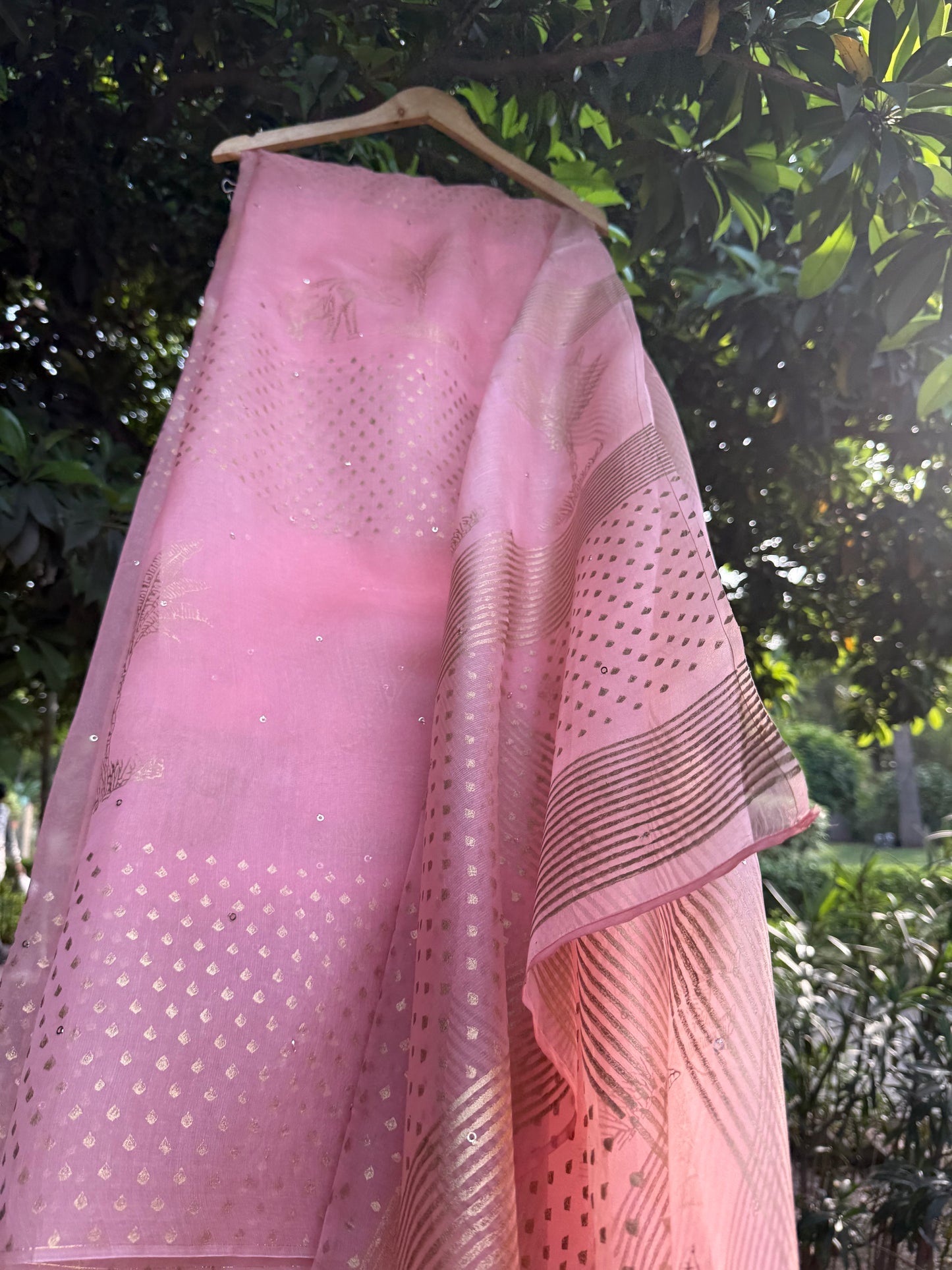 Elephant & Tree Organza Saree