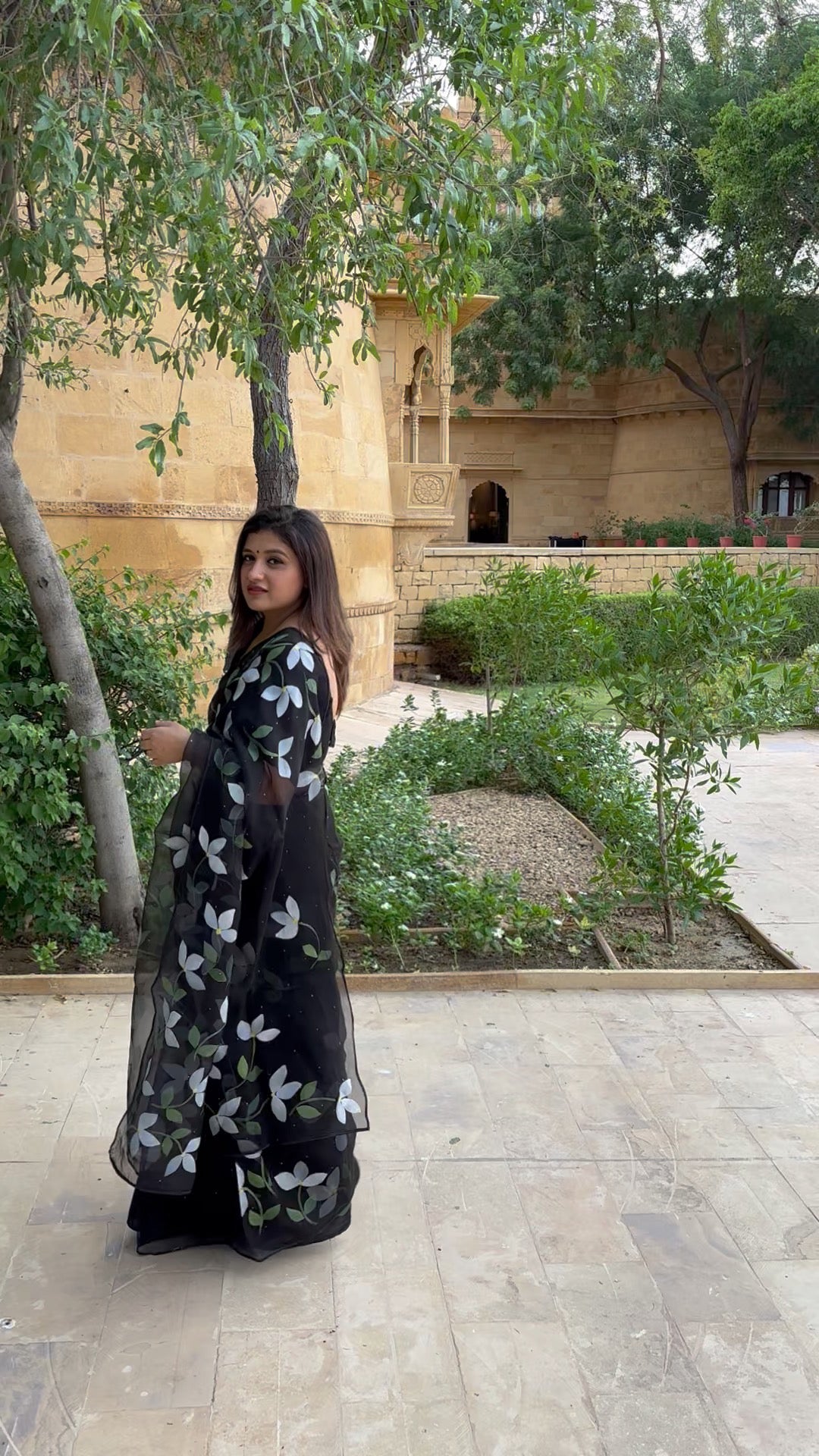 Bougainvilleas Organza Saree
