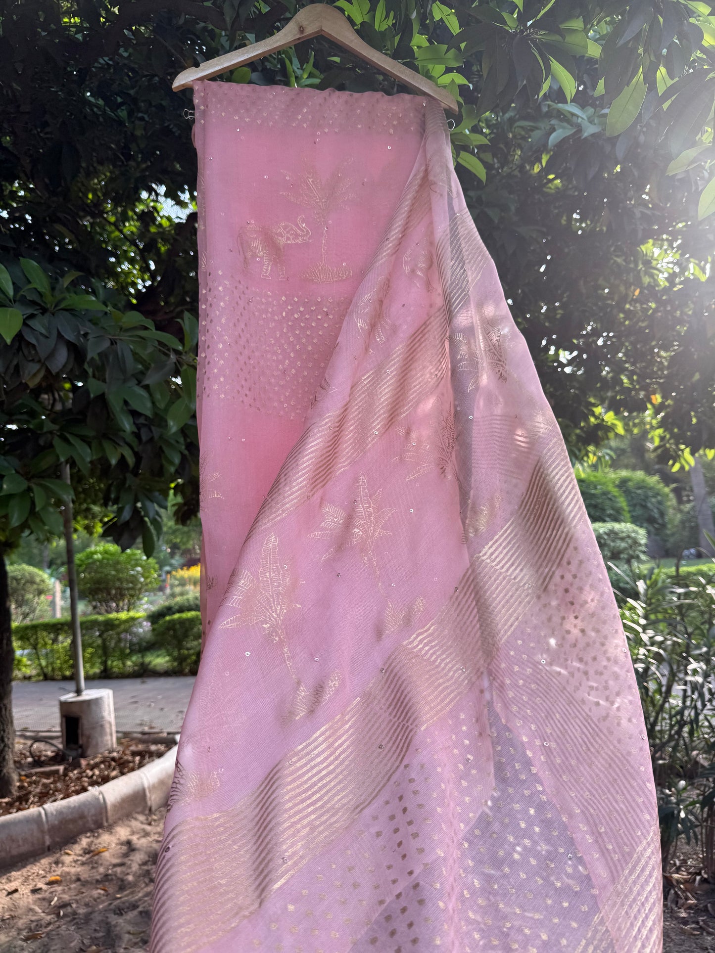 Elephant & Tree Organza Saree