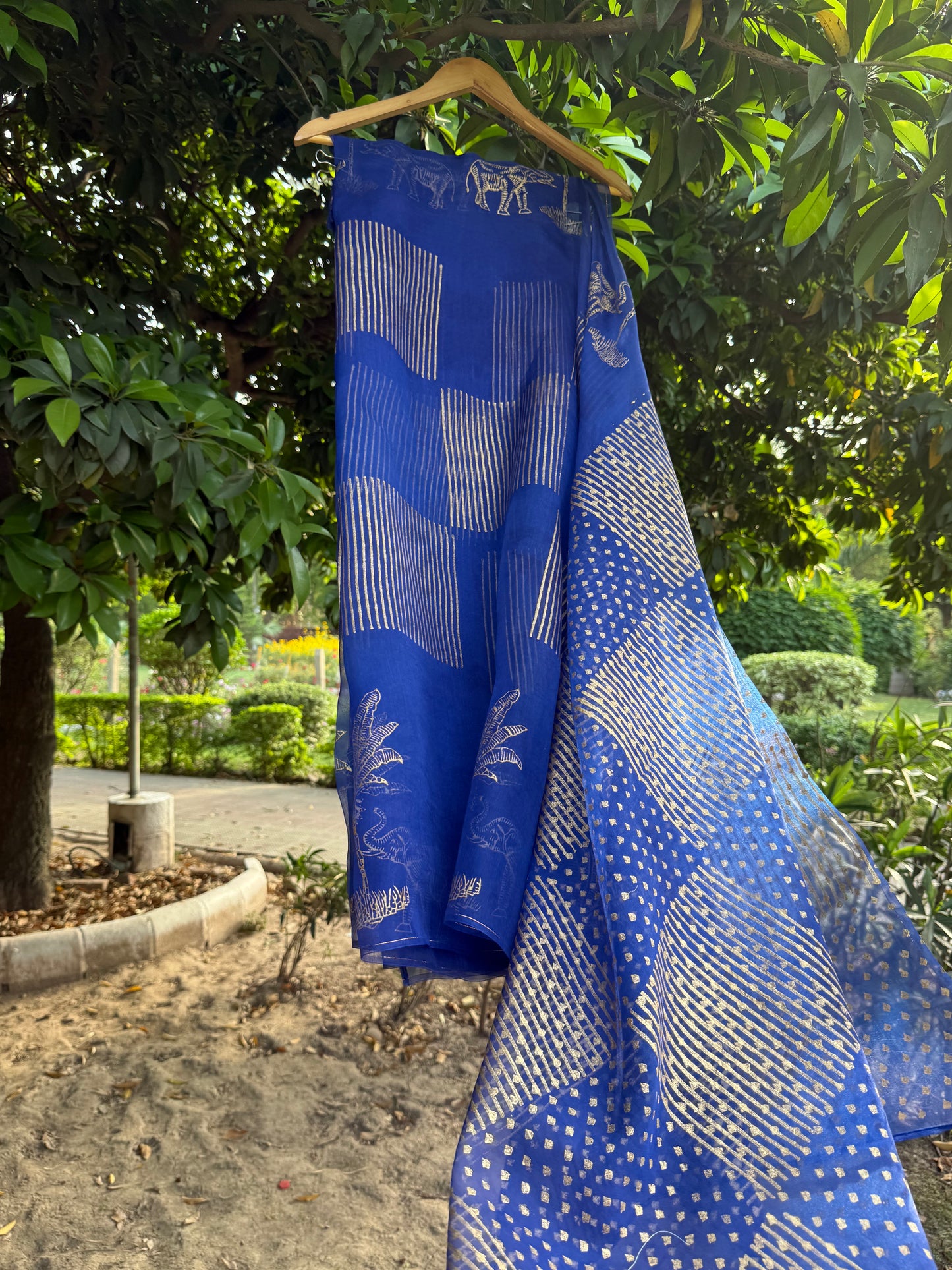 Elephant & Tree Organza Saree