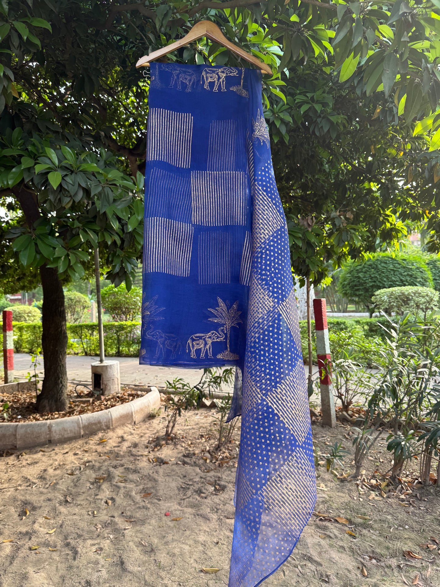 Elephant & Tree Organza Saree