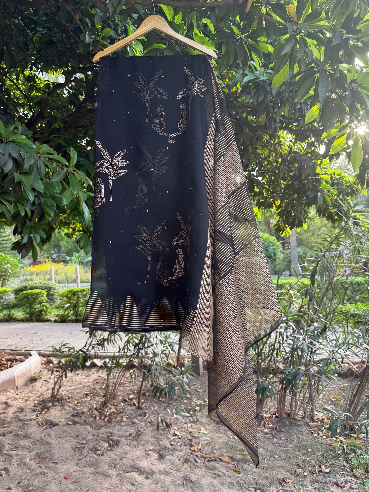 Leopard & Tree Organza Saree