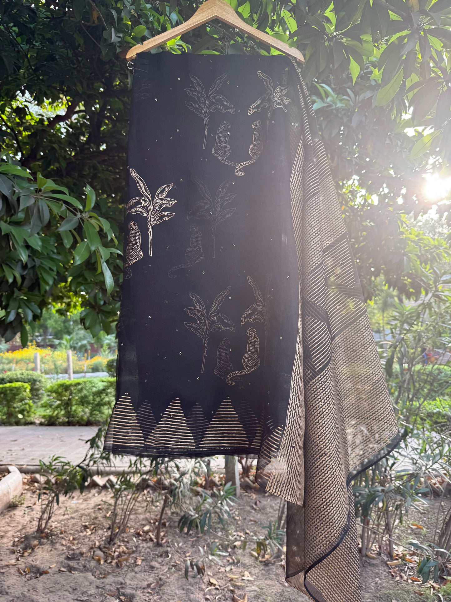 Leopard & Tree Organza Saree
