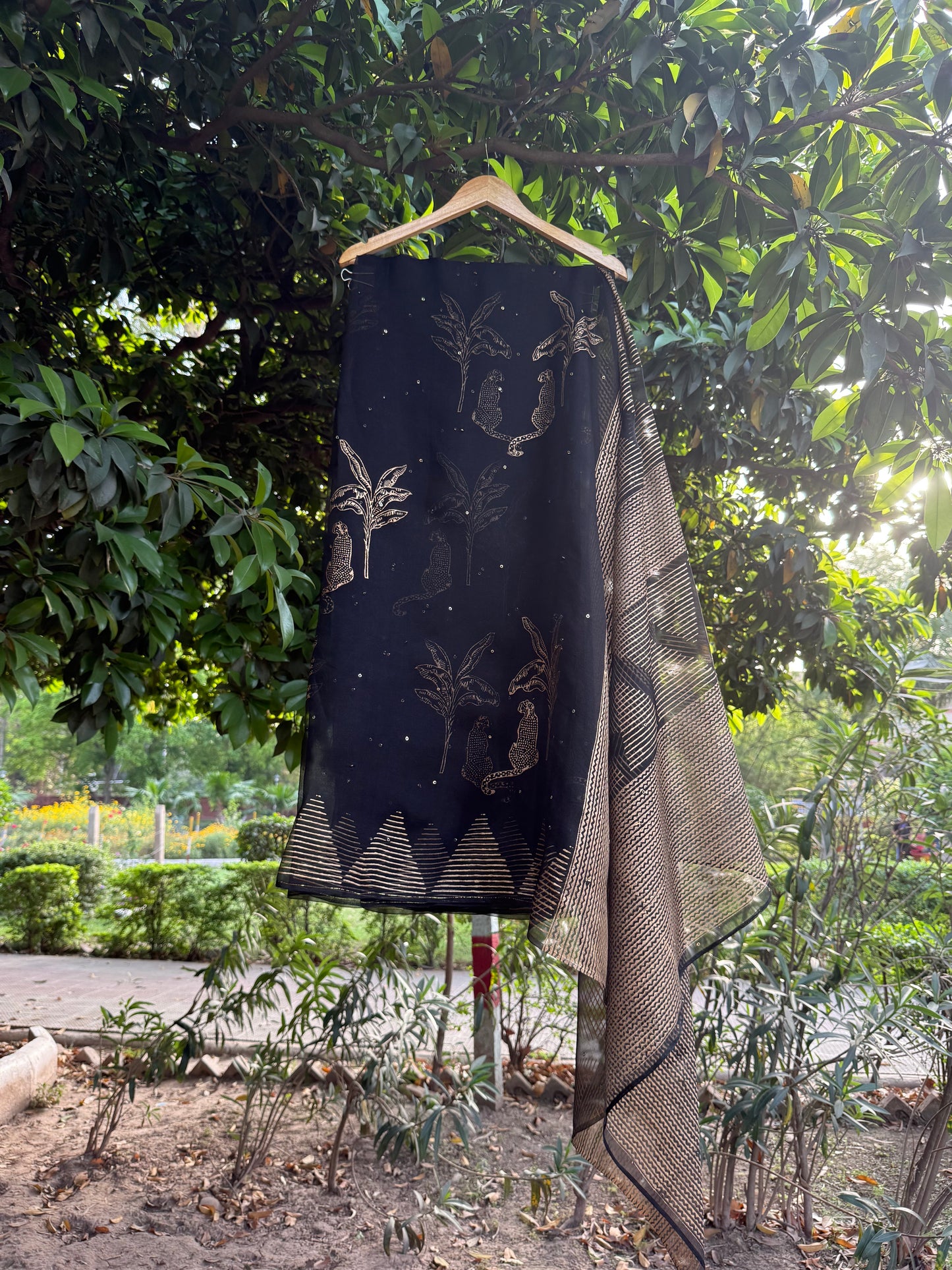 Leopard & Tree Organza Saree