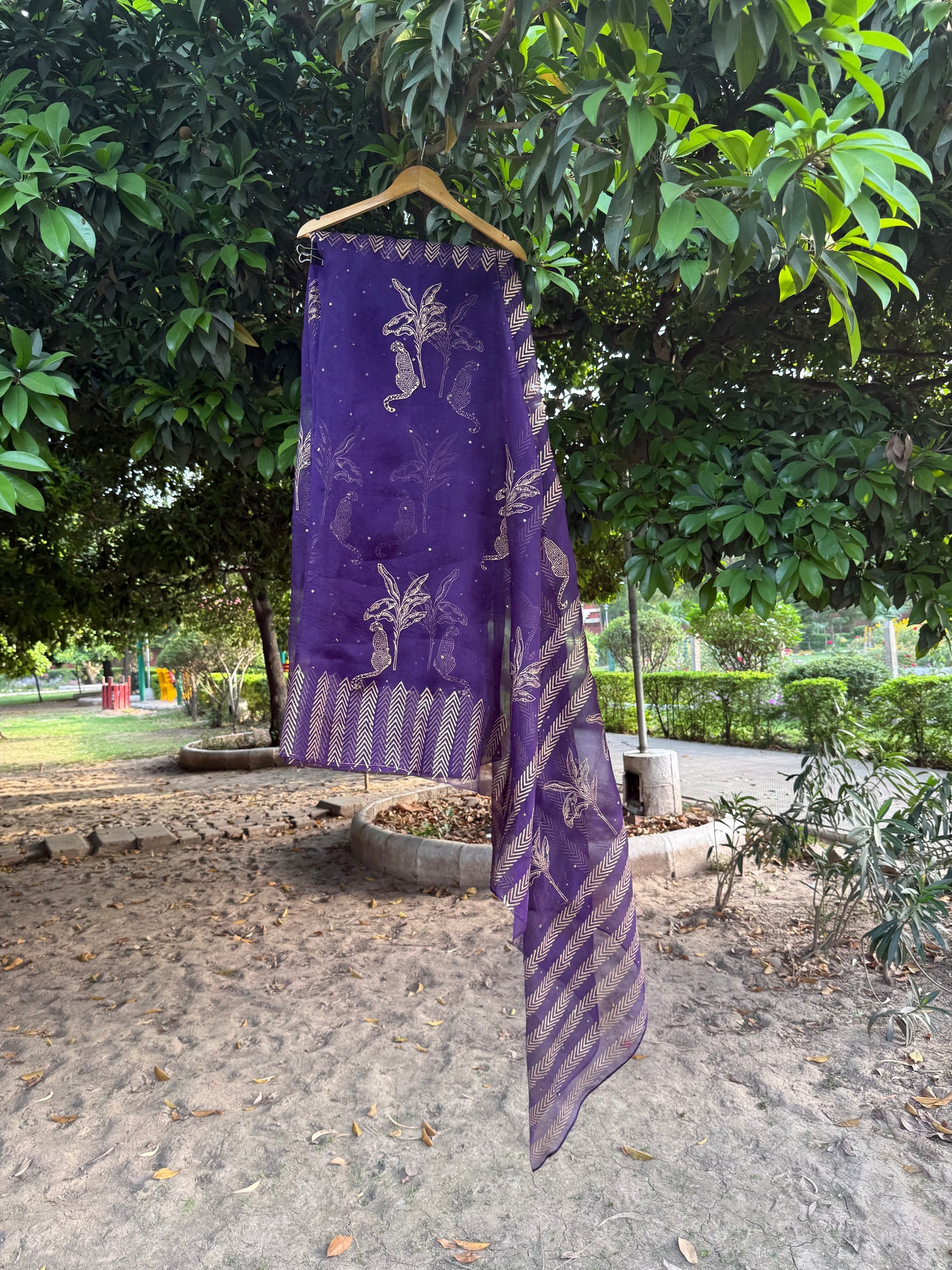 Leopard & Tree Organza Saree