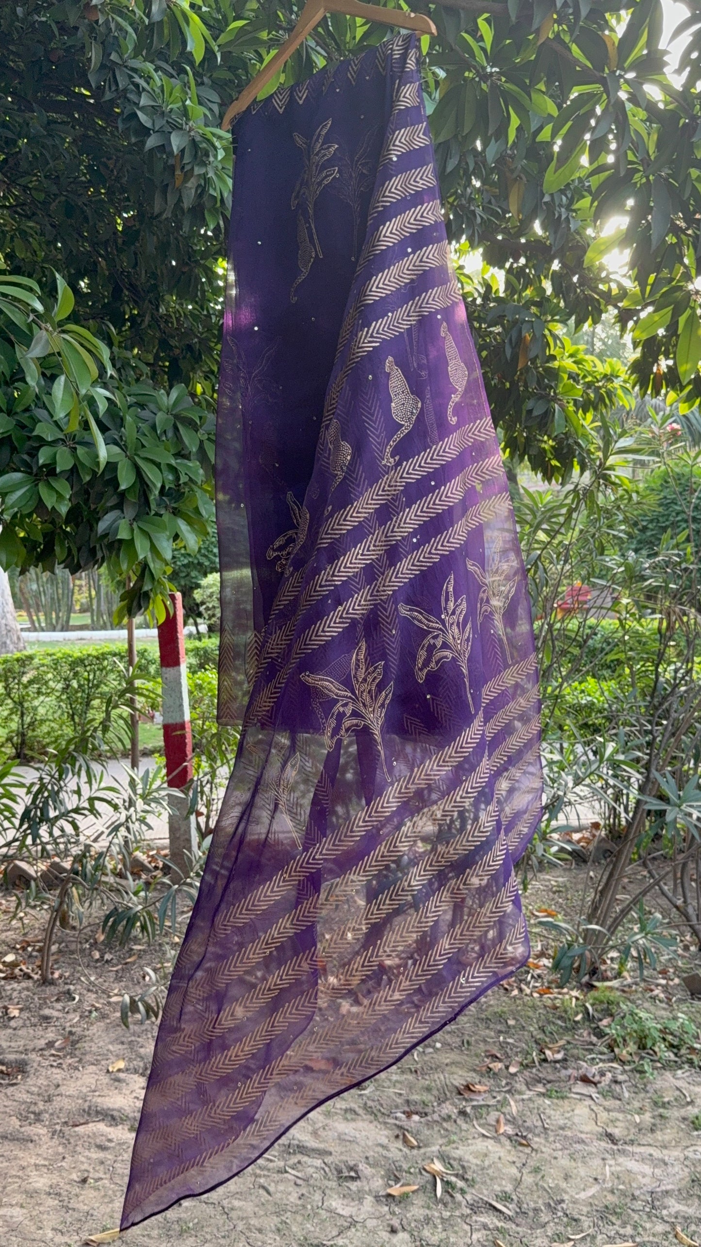 Leopard & Tree Organza Saree