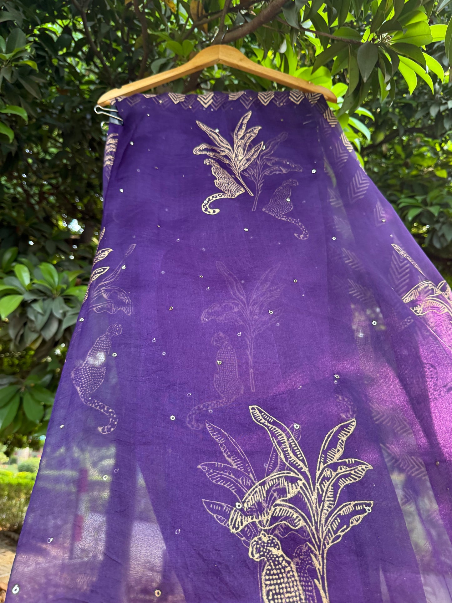 Leopard & Tree Organza Saree