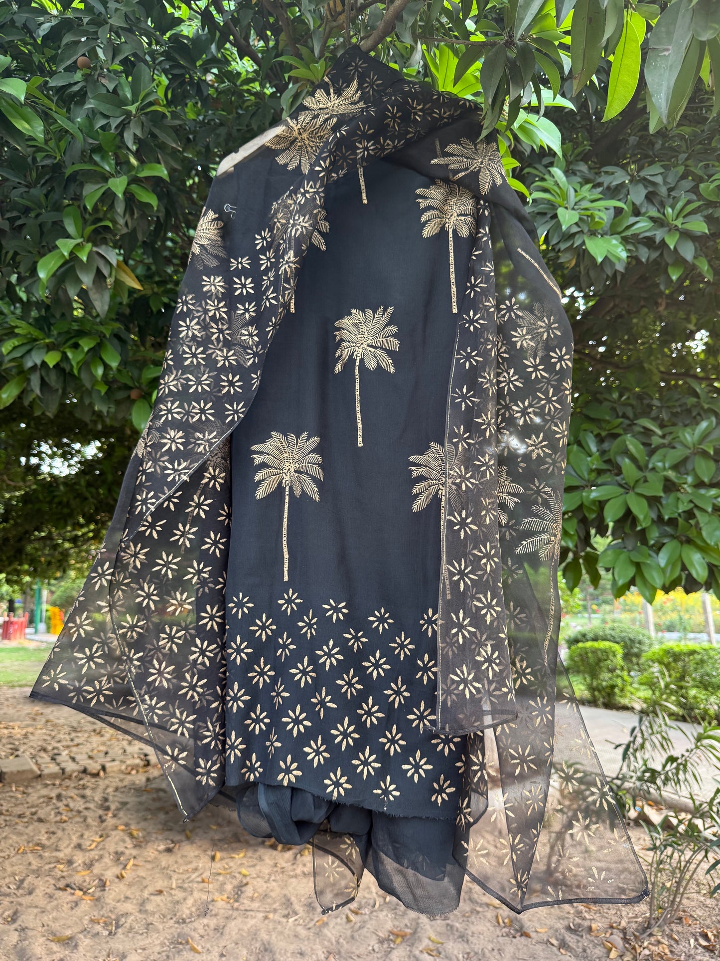 Palm Tree Chiffon Suit