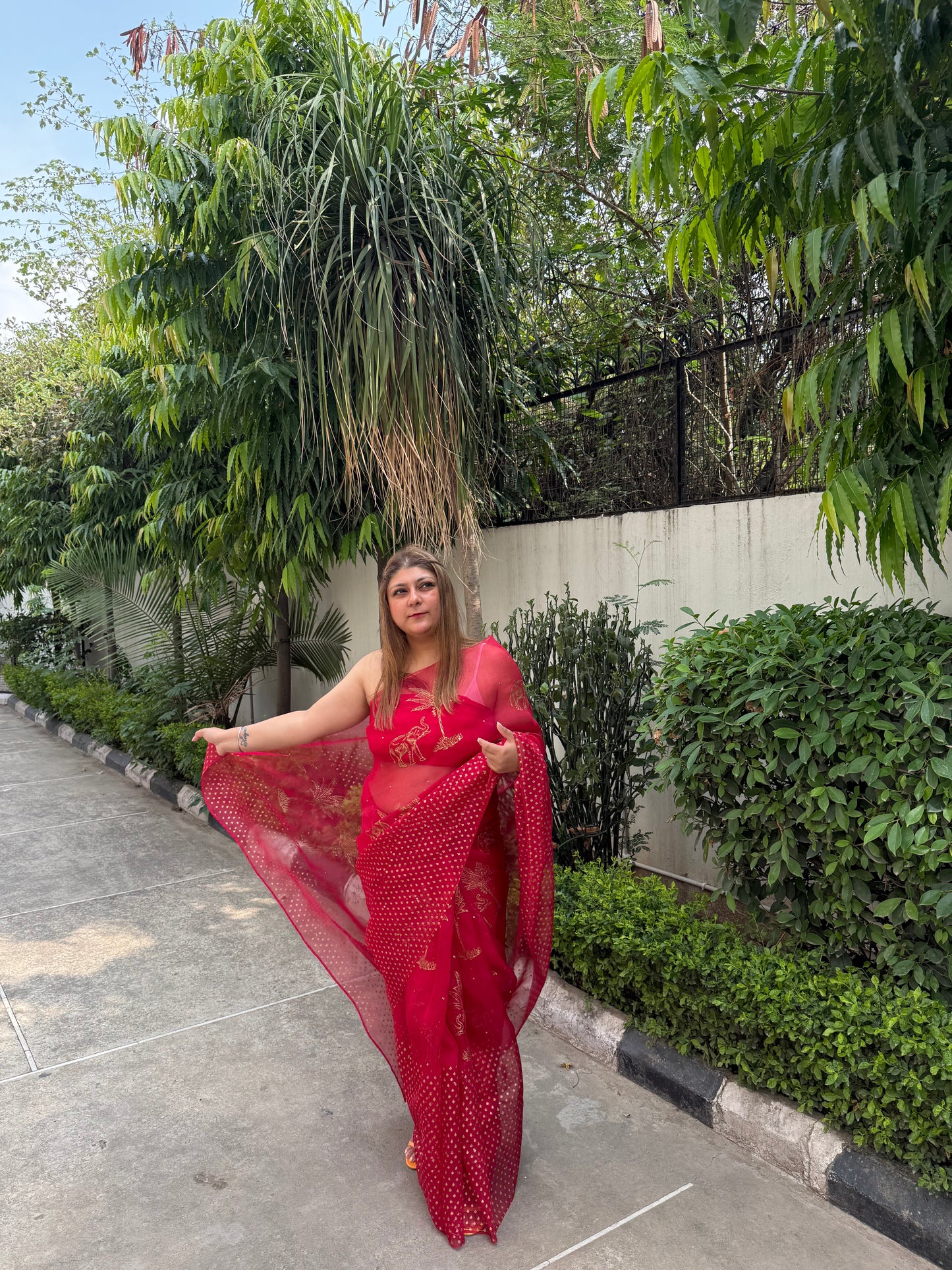 Elephant & Tree Organza Saree