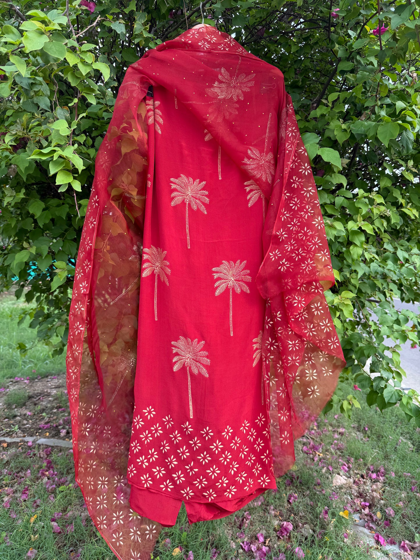 Palm Tree Chiffon Suit