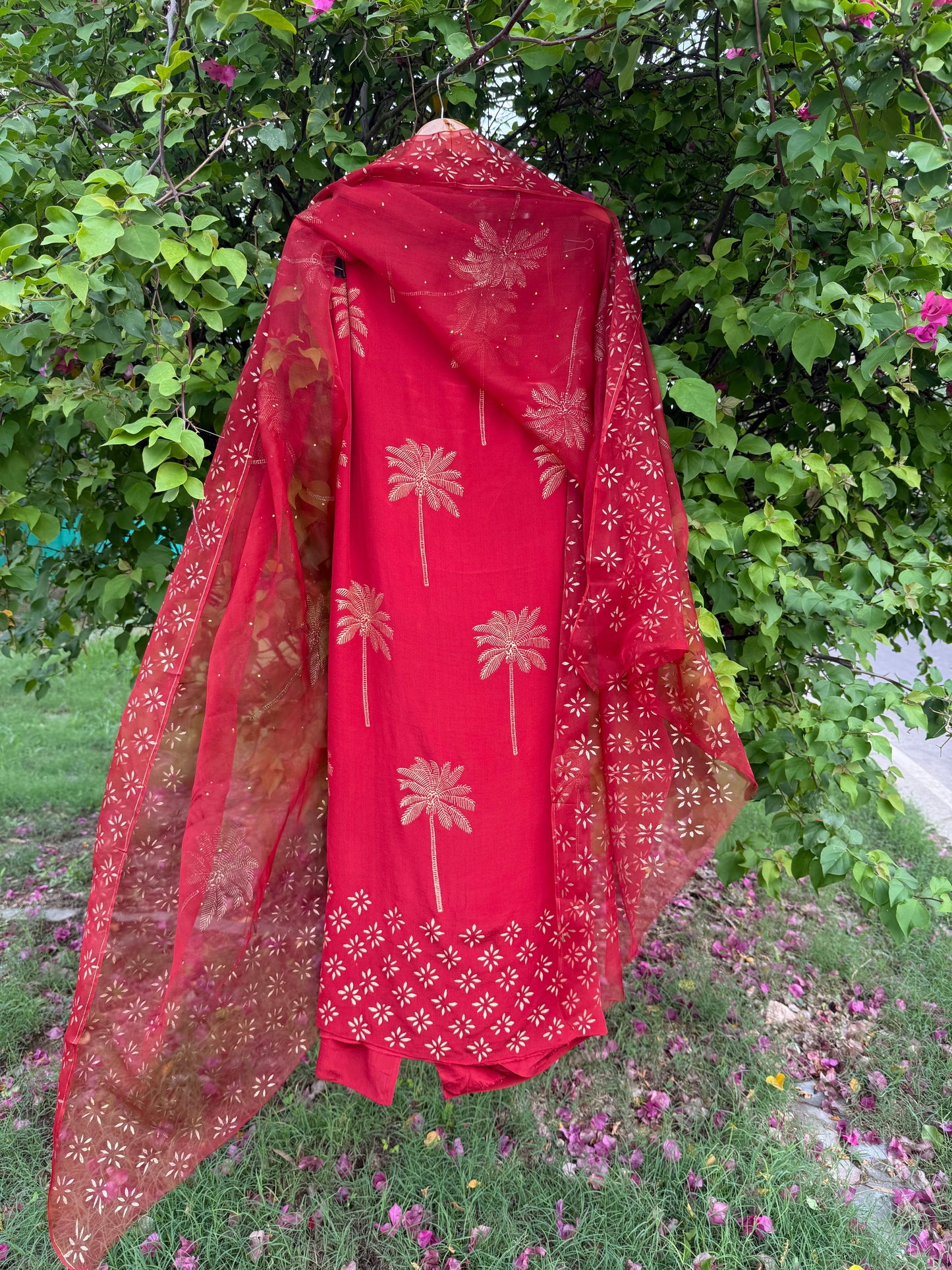 Palm Tree Chiffon Suit