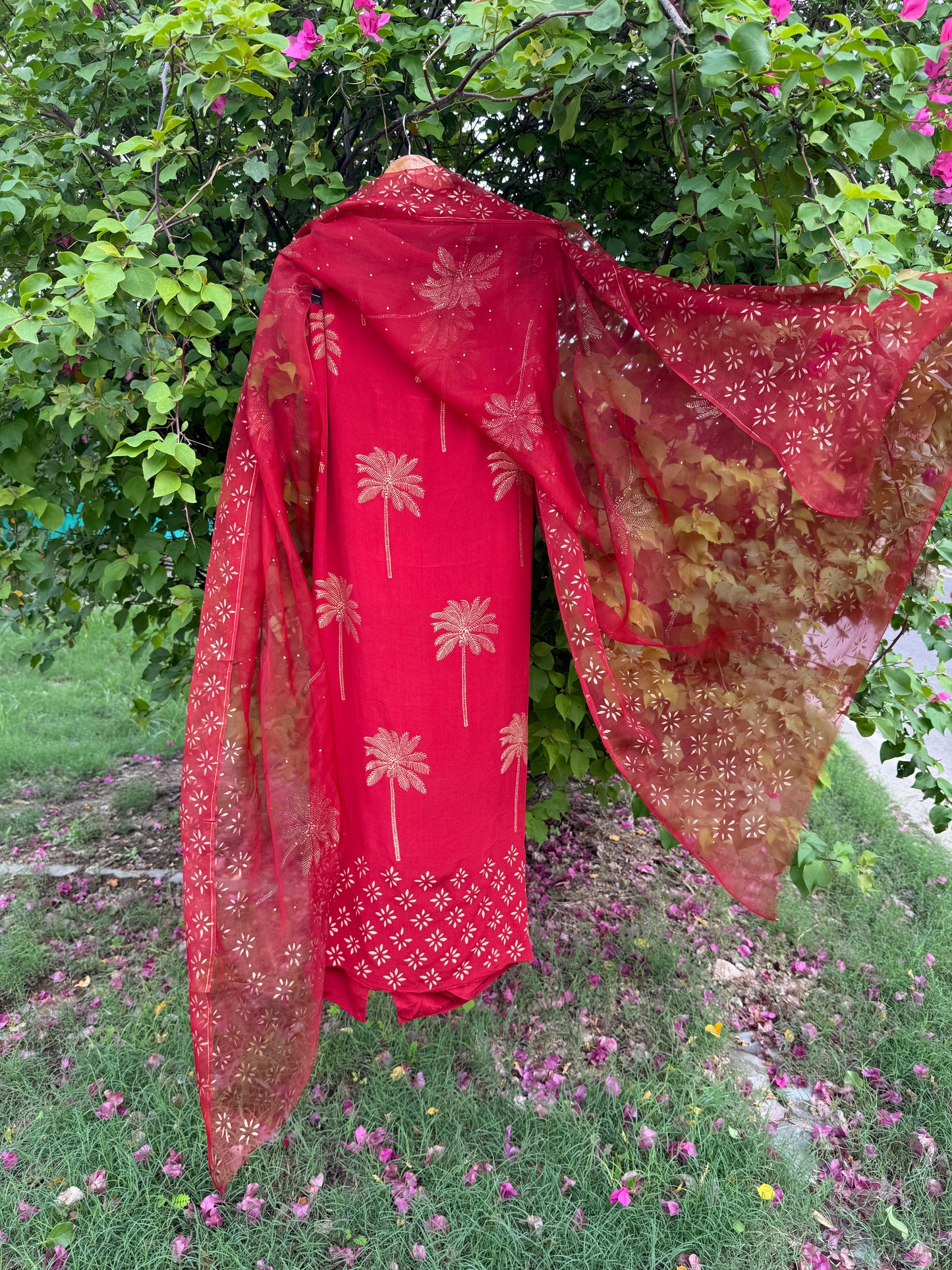 Palm Tree Chiffon Suit
