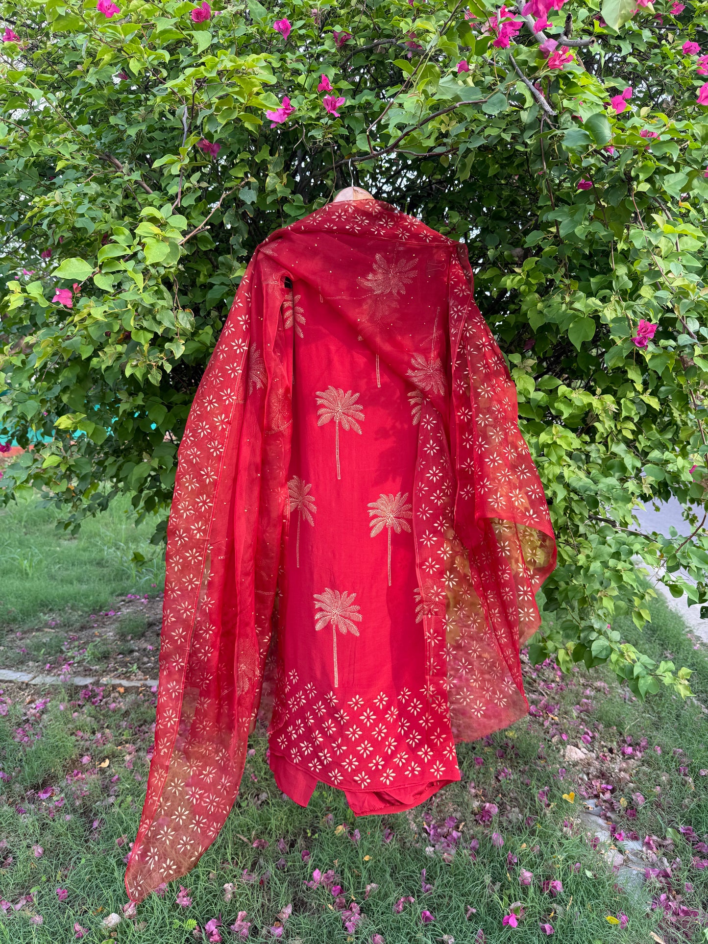 Palm Tree Chiffon Suit
