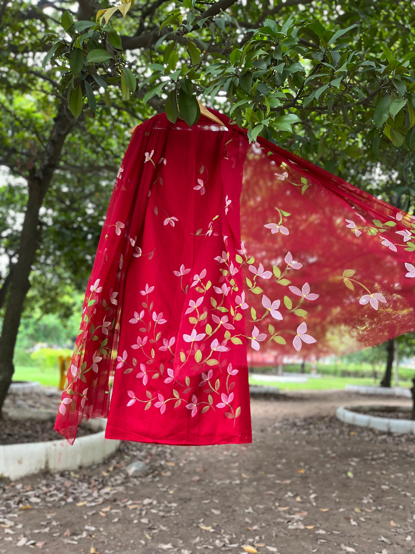 Bougainvilleas Chiffon Suit