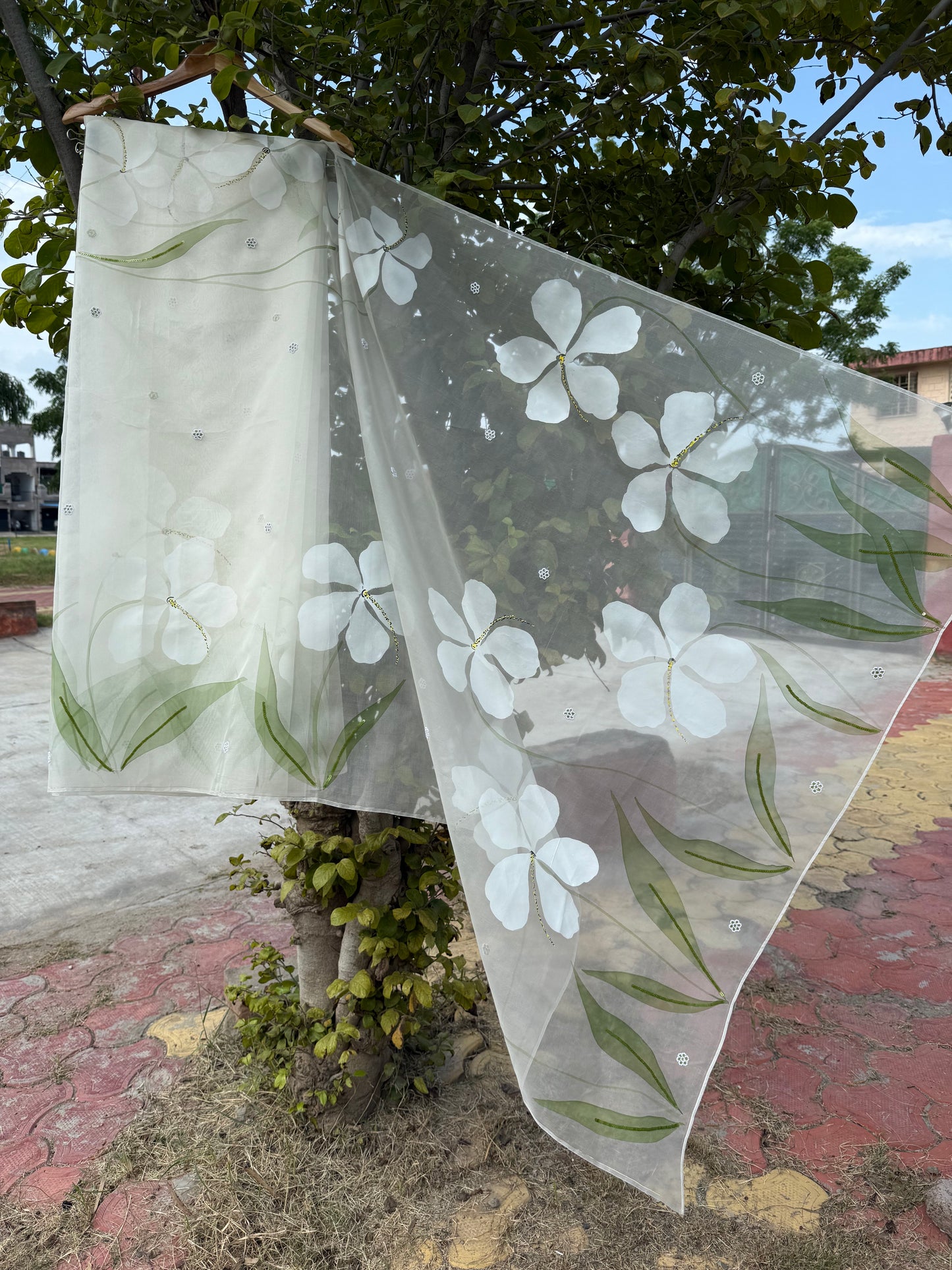 Hibiscus Organza Saree
