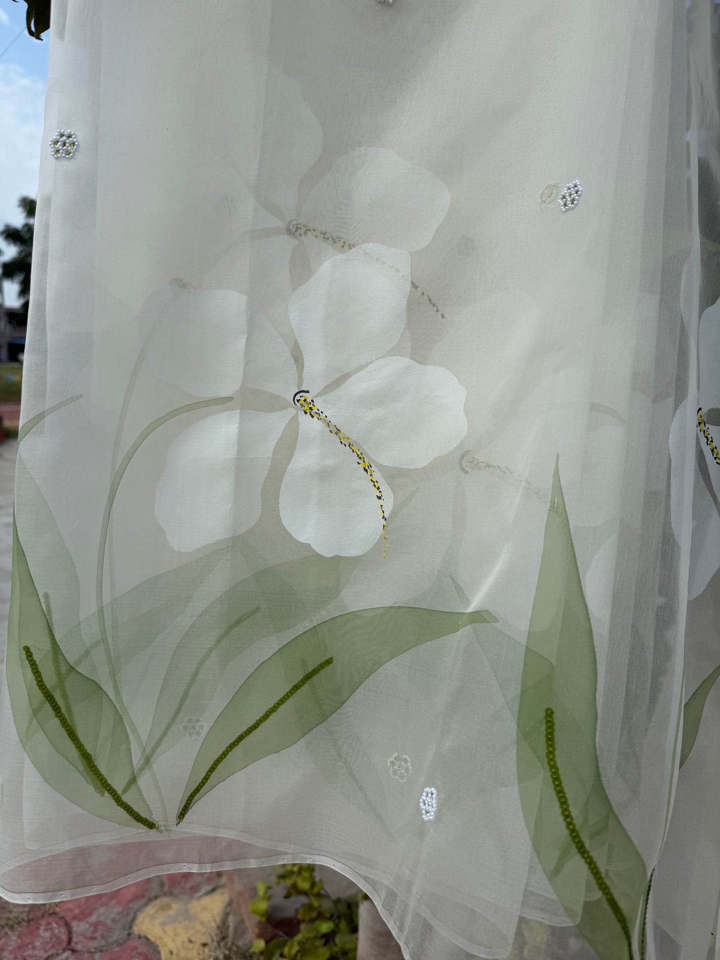 Hibiscus Organza Saree