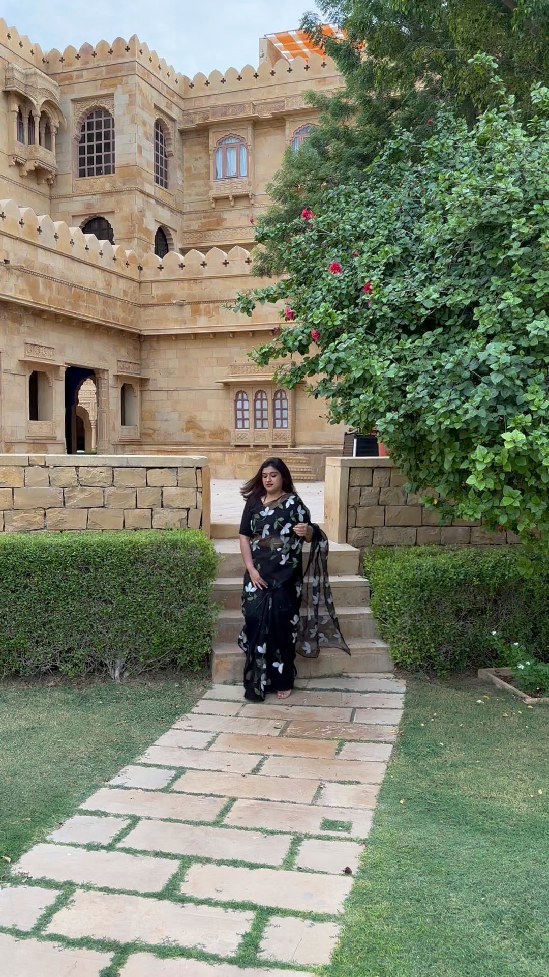 Bougainvilleas Organza Saree
