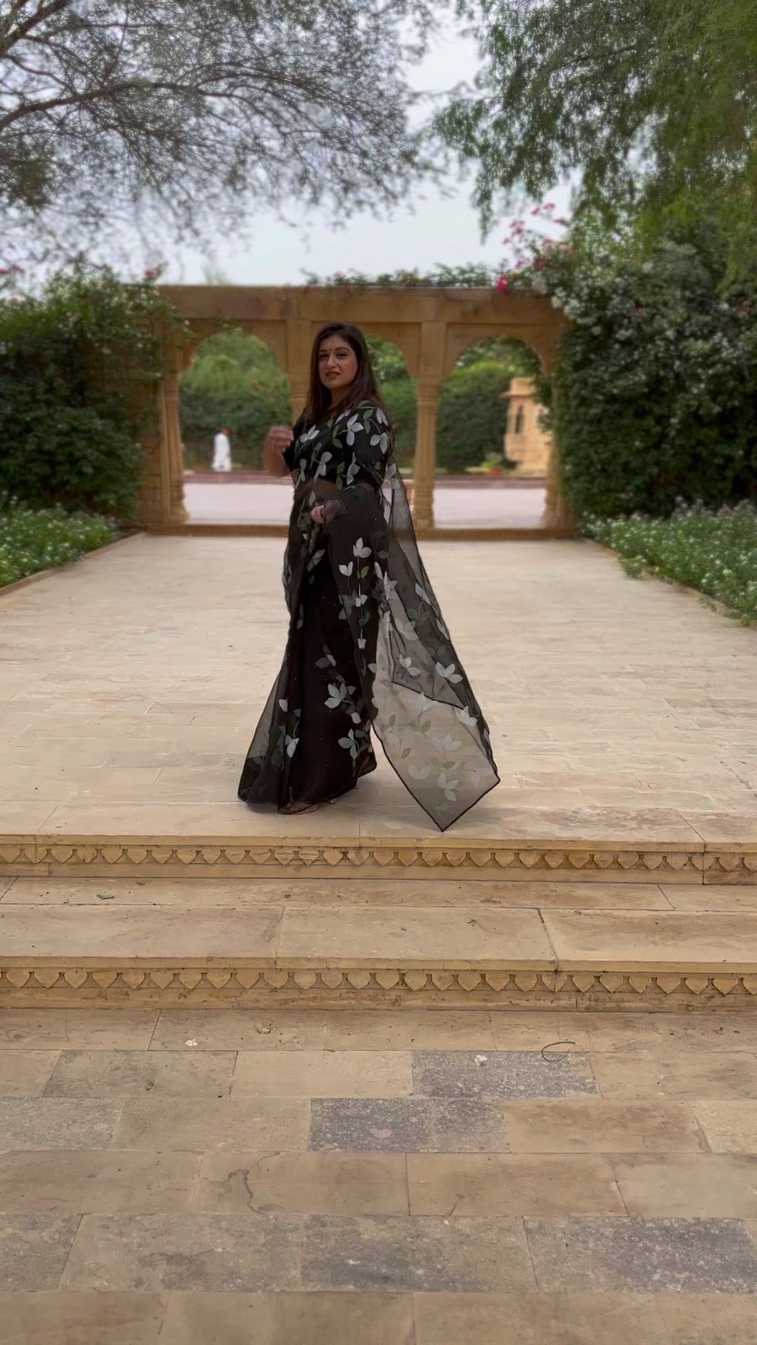 Bougainvilleas Organza Saree