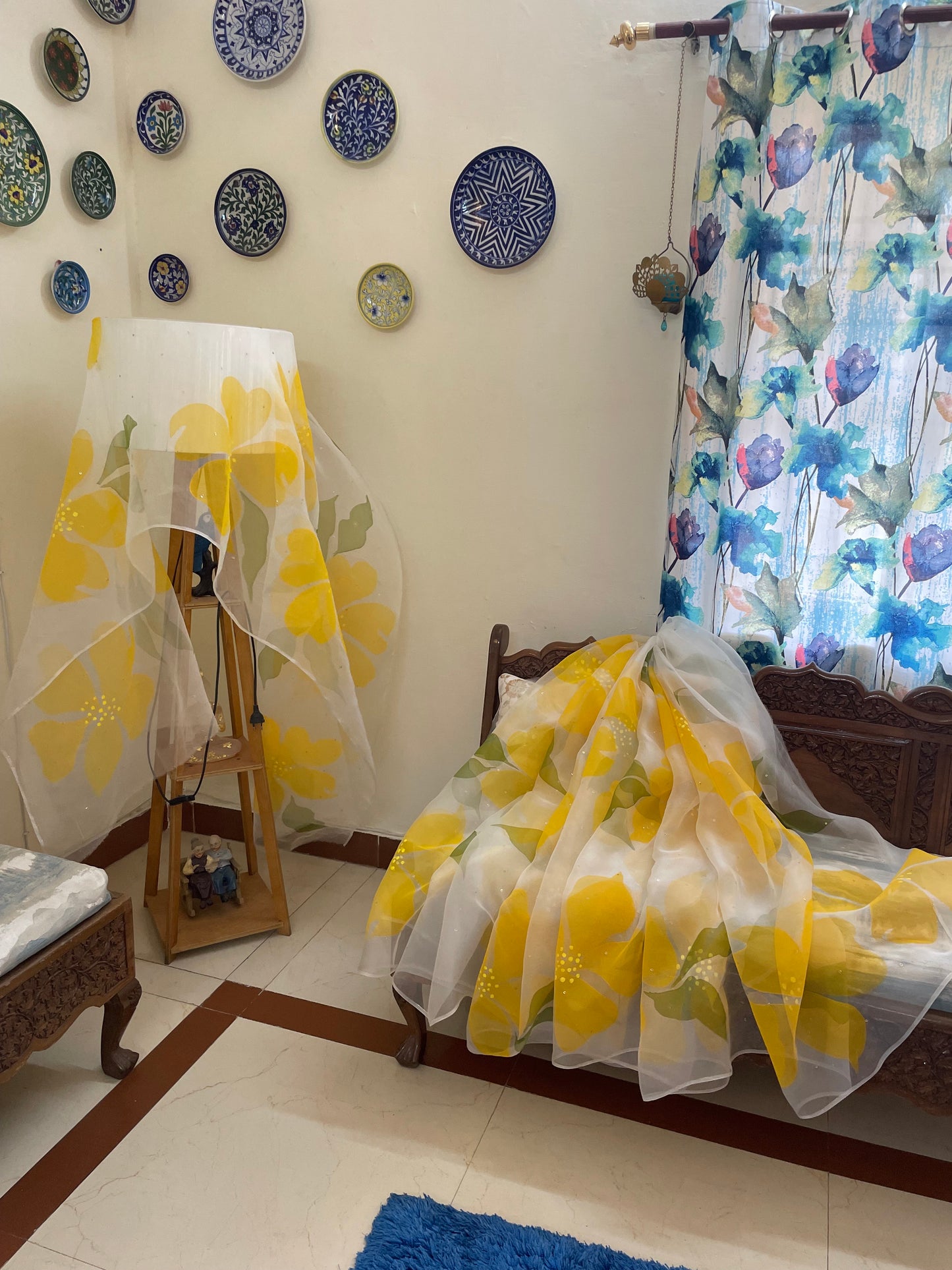 Big Hibiscus Organza Lehenga