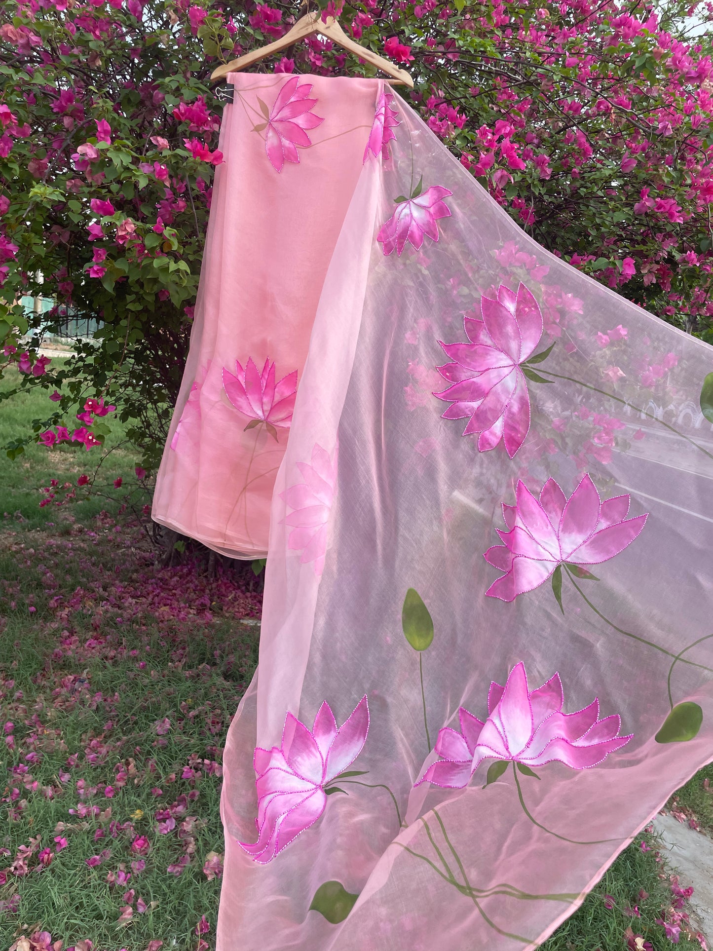 Lotus Orgaza Saree