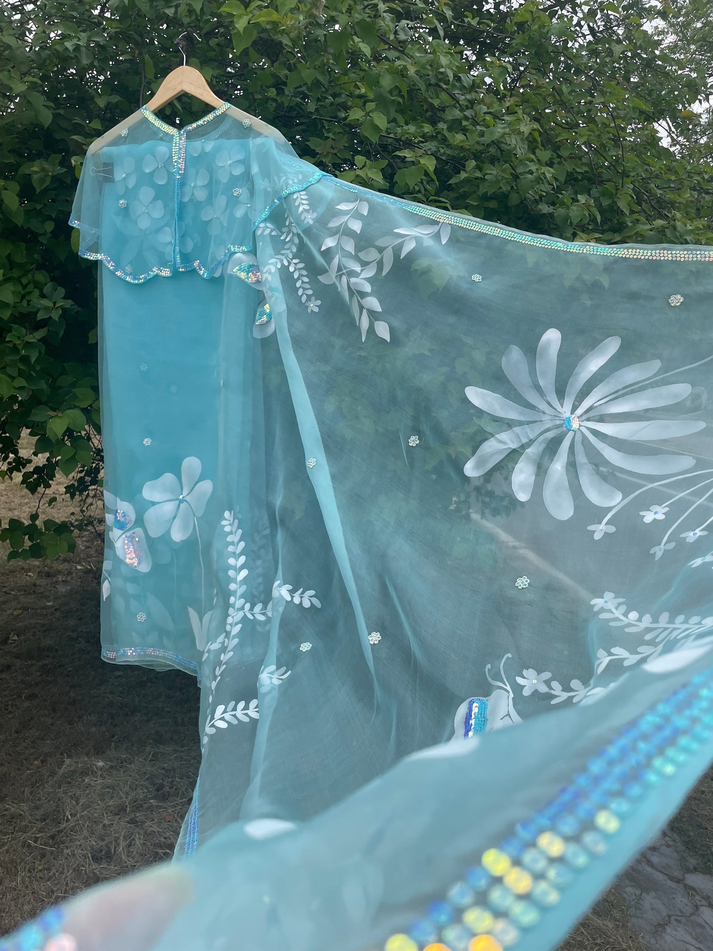 Multi Floral Organza Saree