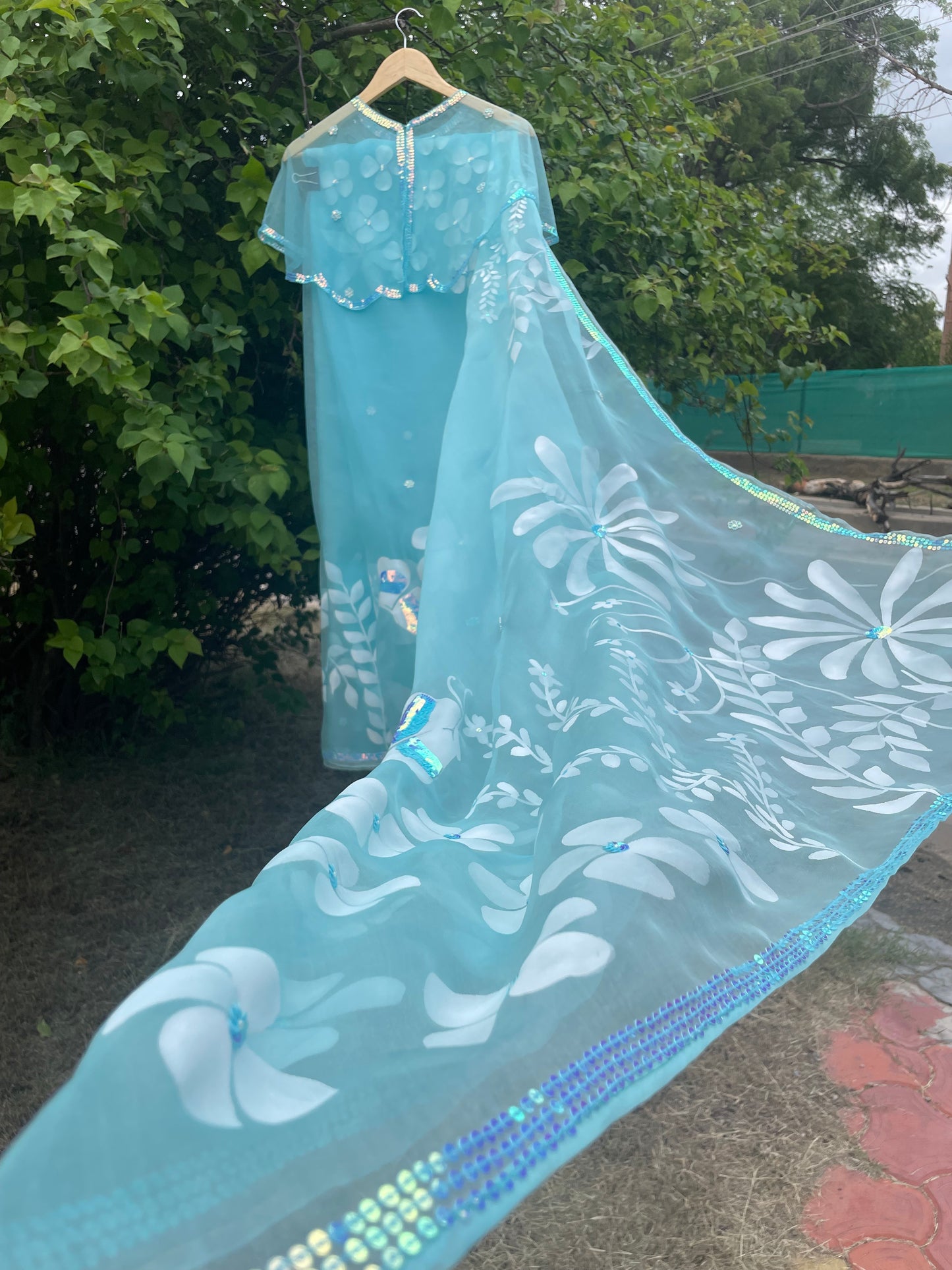 Multi Floral Organza Saree