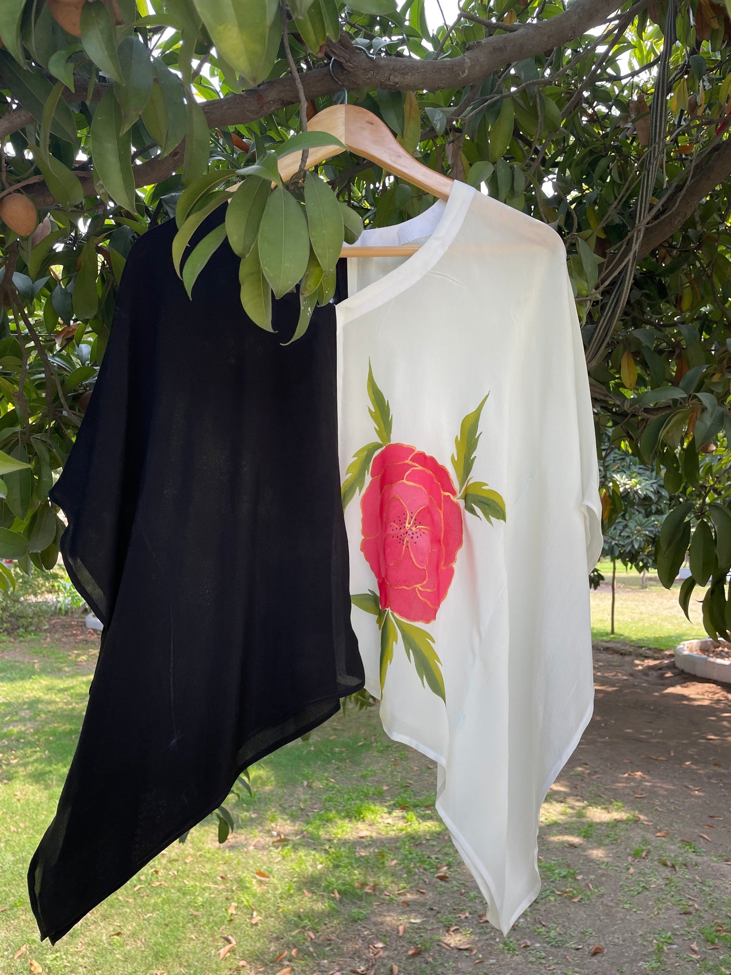Black & white Crepe Kaftan