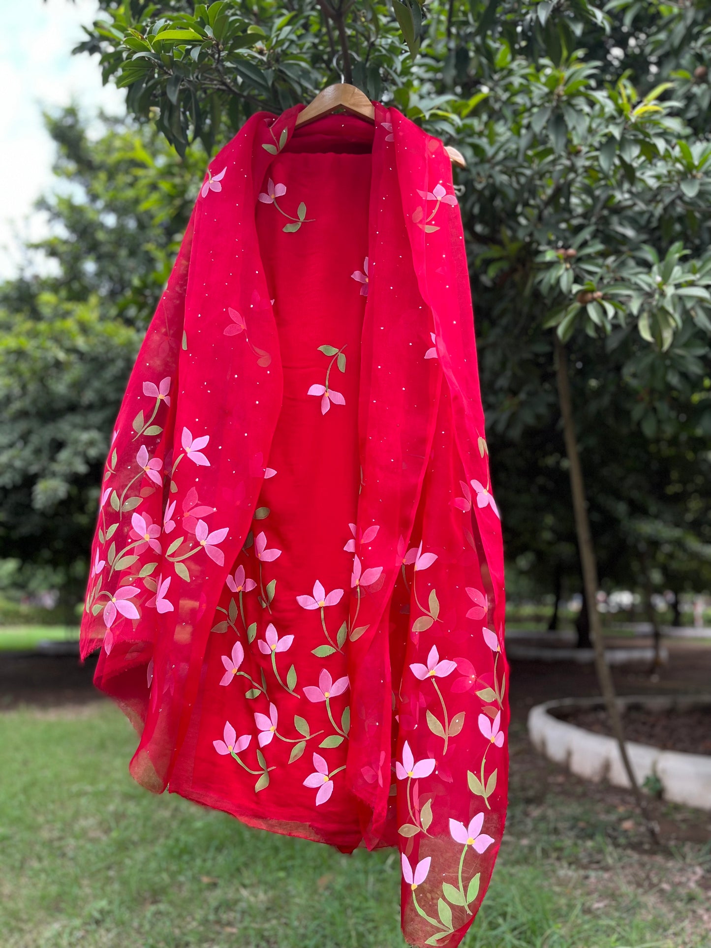 Bougainvilleas Chiffon Suit